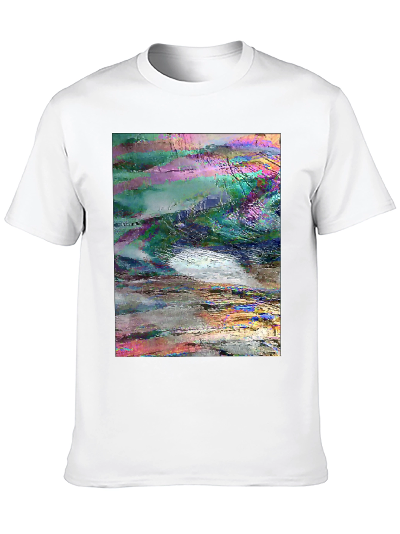 Abstract Glitch Art Graphic Tee - Black