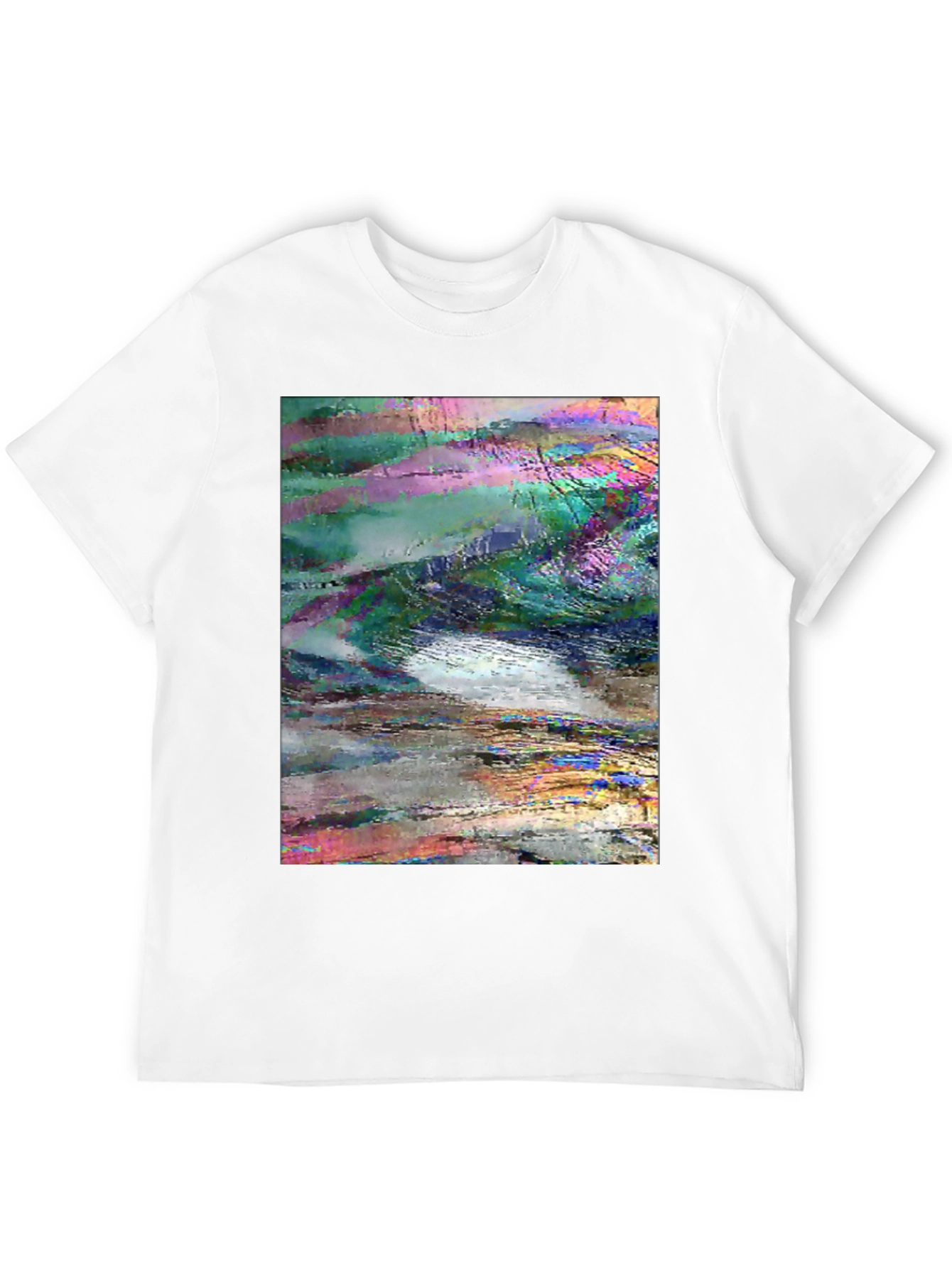 Abstract Glitch Art Graphic Tee - Black