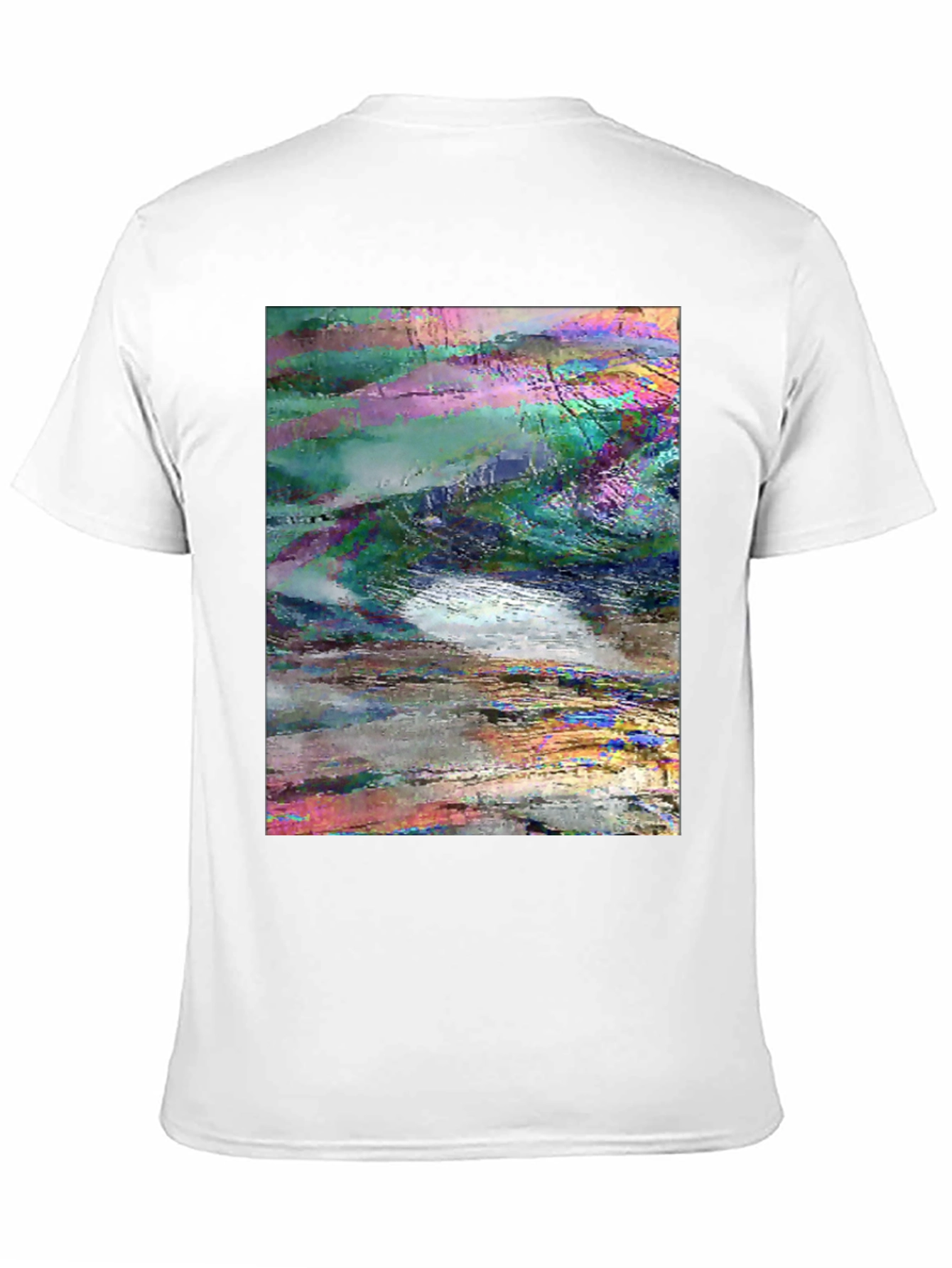 Abstract Glitch Art Graphic Tee - Black