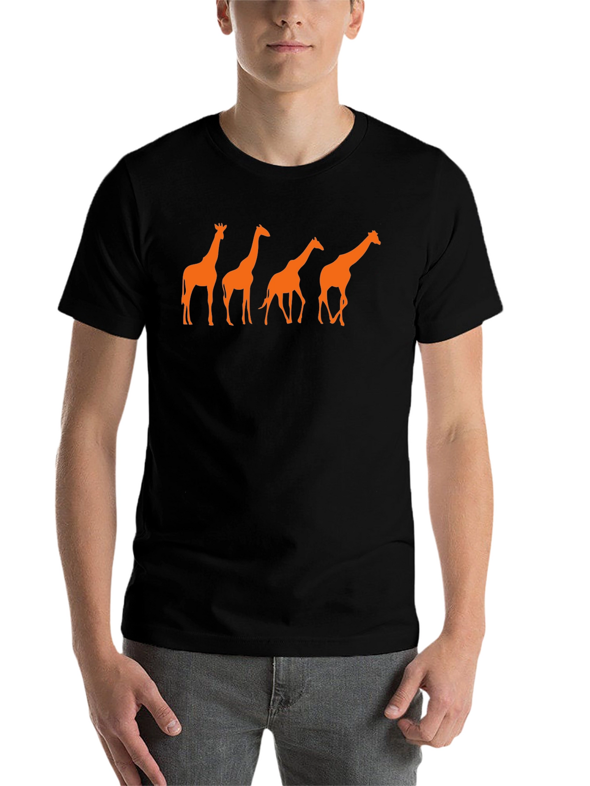 Giraffe Silhouette Graphic T-Shirt - Black