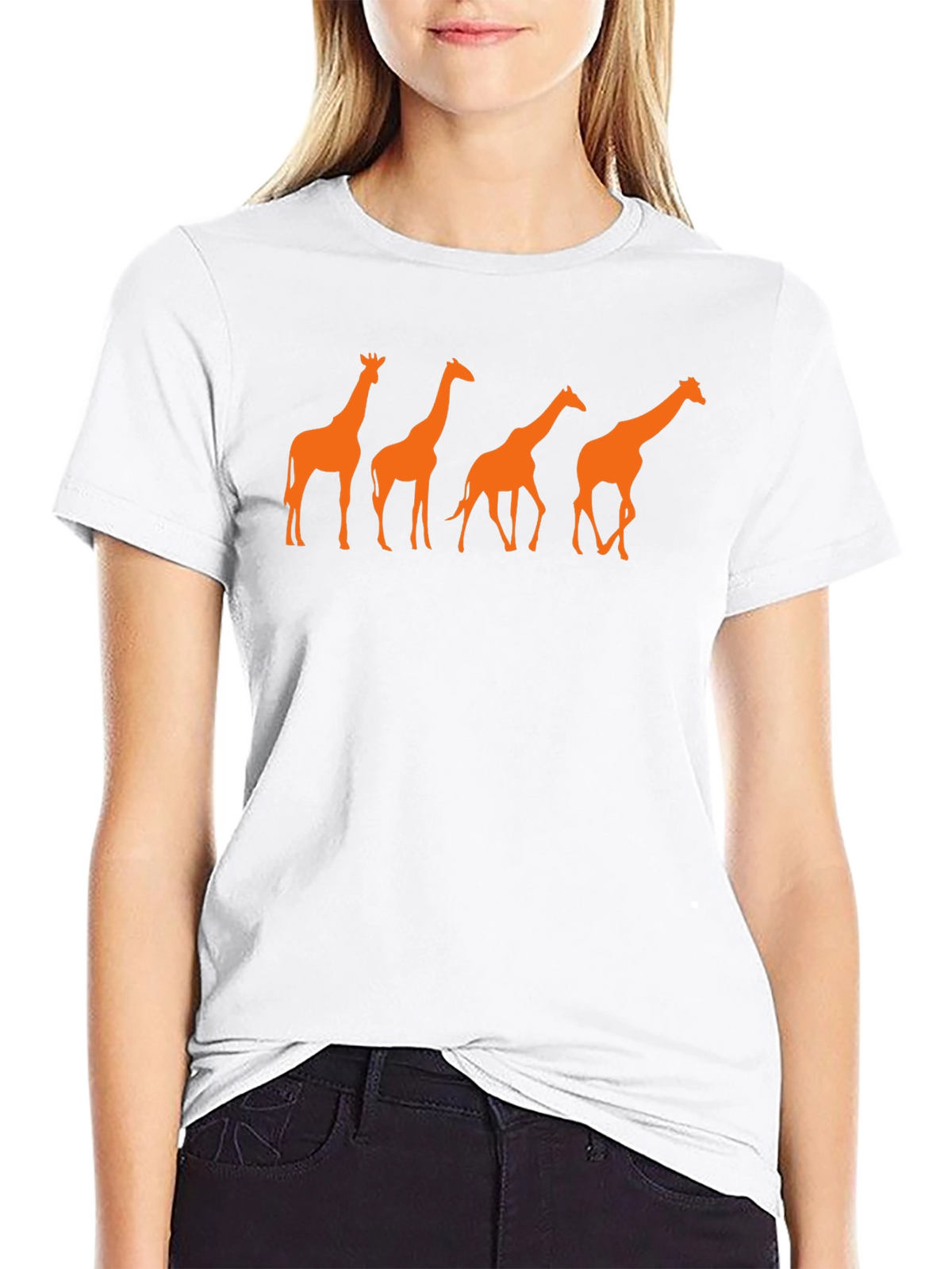 Giraffe Silhouette Graphic T-Shirt - Black
