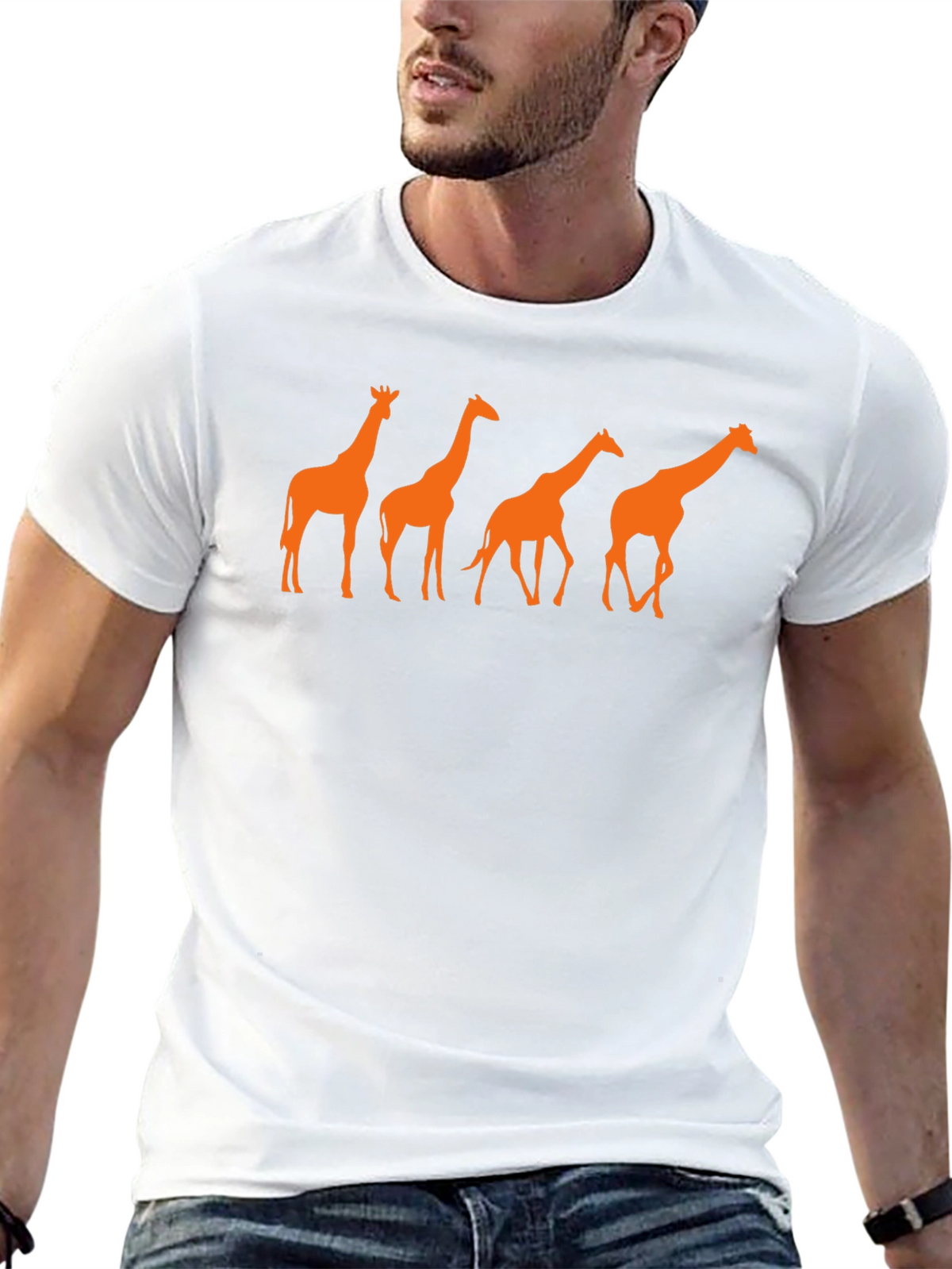 Giraffe Silhouette Graphic T-Shirt - Black