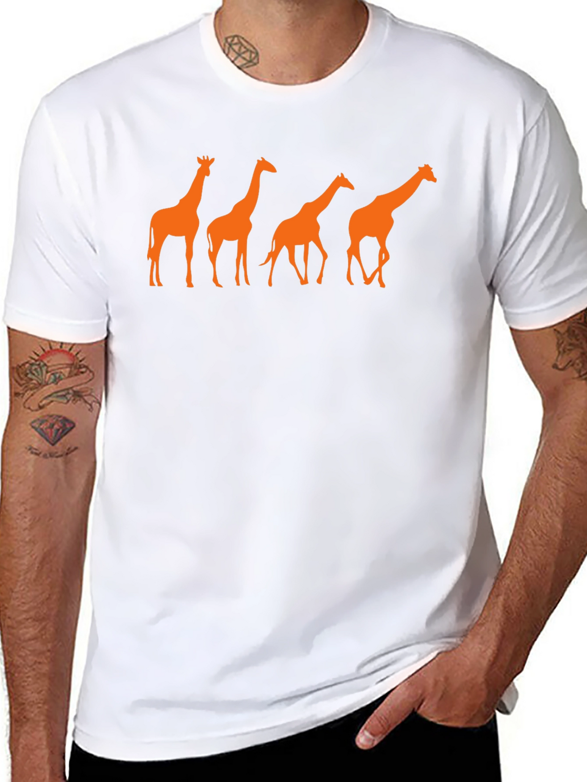 Giraffe Silhouette Graphic T-Shirt - Black