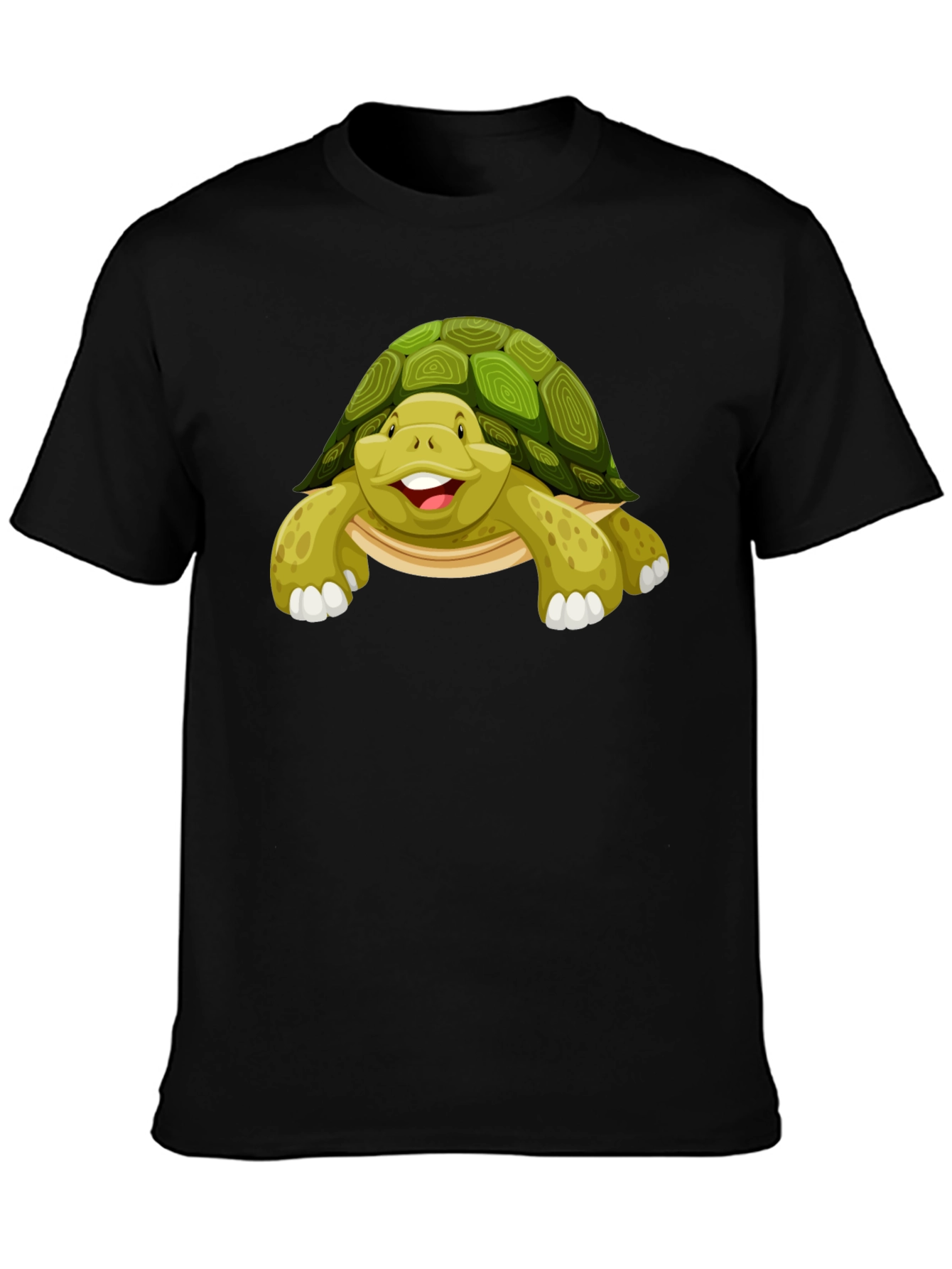Cute Turtle Graphic Tee - Black Cotton T-Shirt