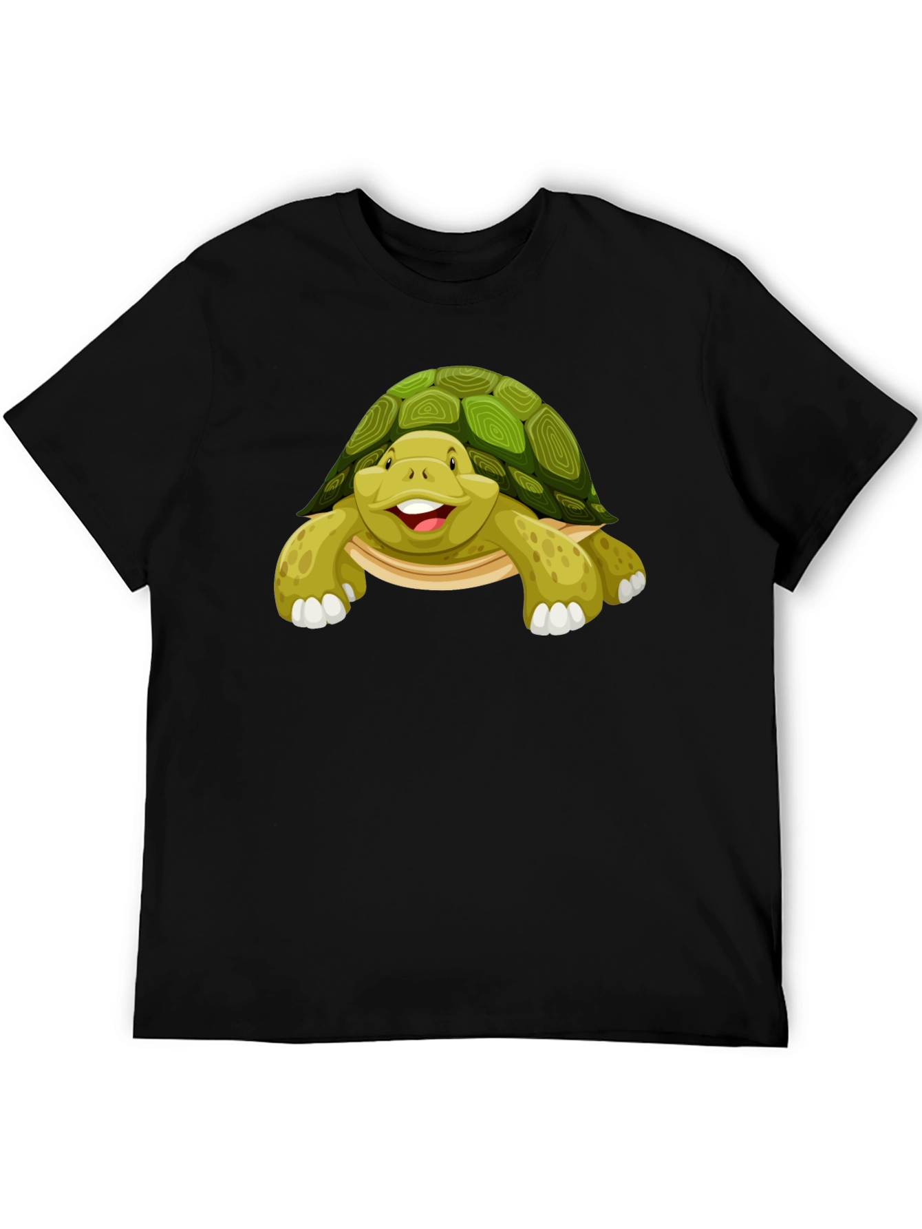 Cute Turtle Graphic Tee - Black Cotton T-Shirt