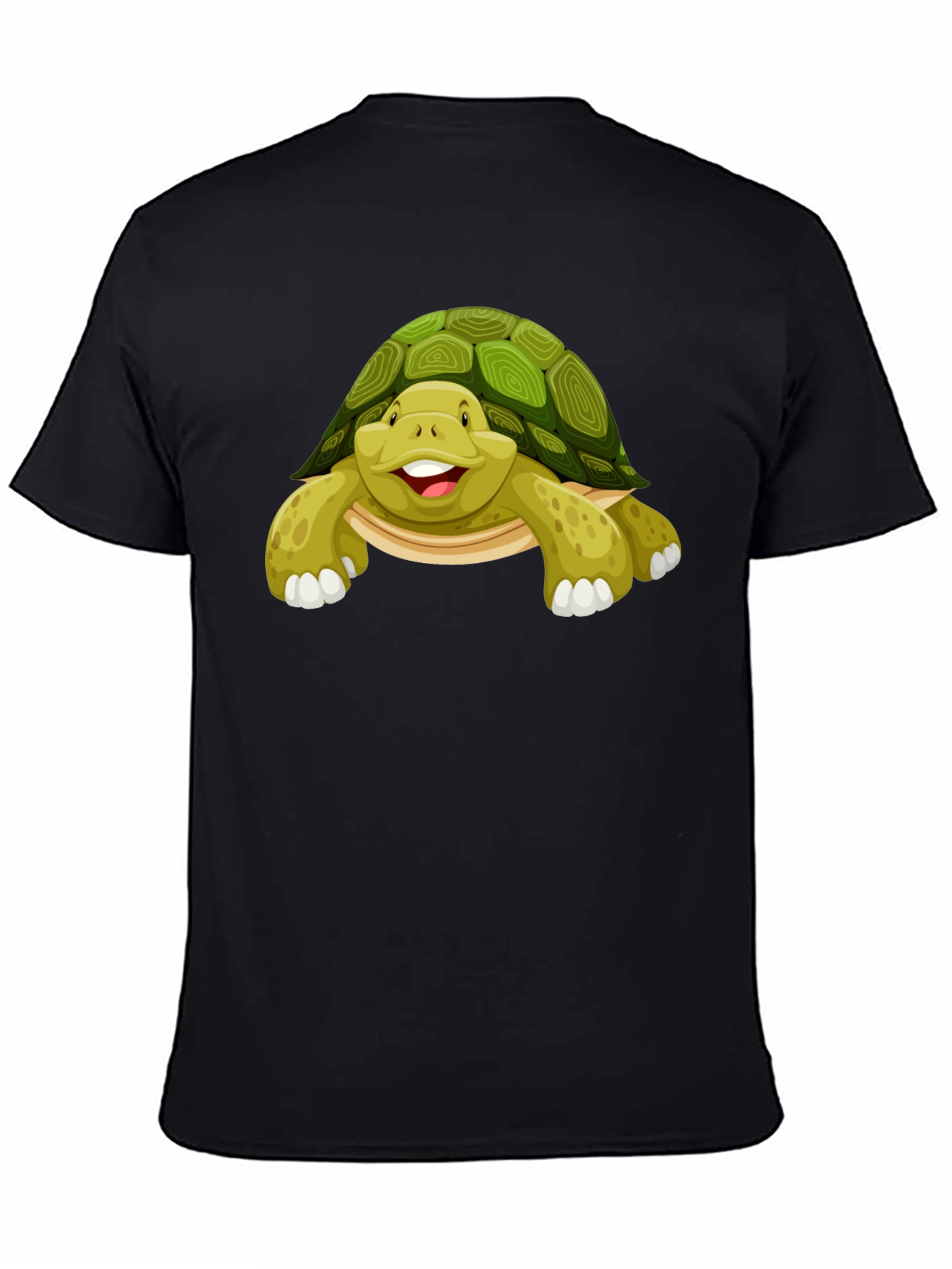 Cute Turtle Graphic Tee - Black Cotton T-Shirt