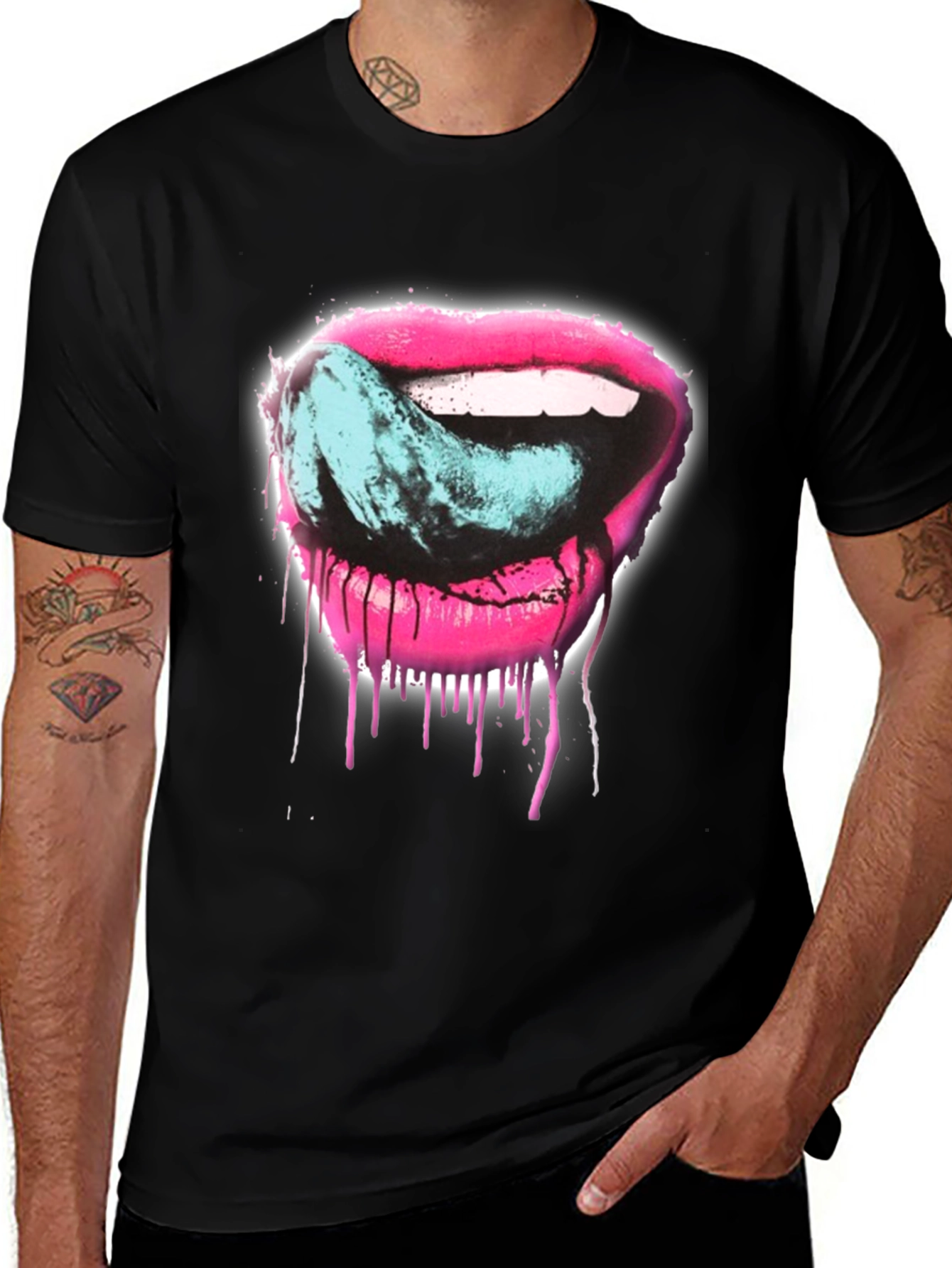 Licking Lips Graphic Tee - Black