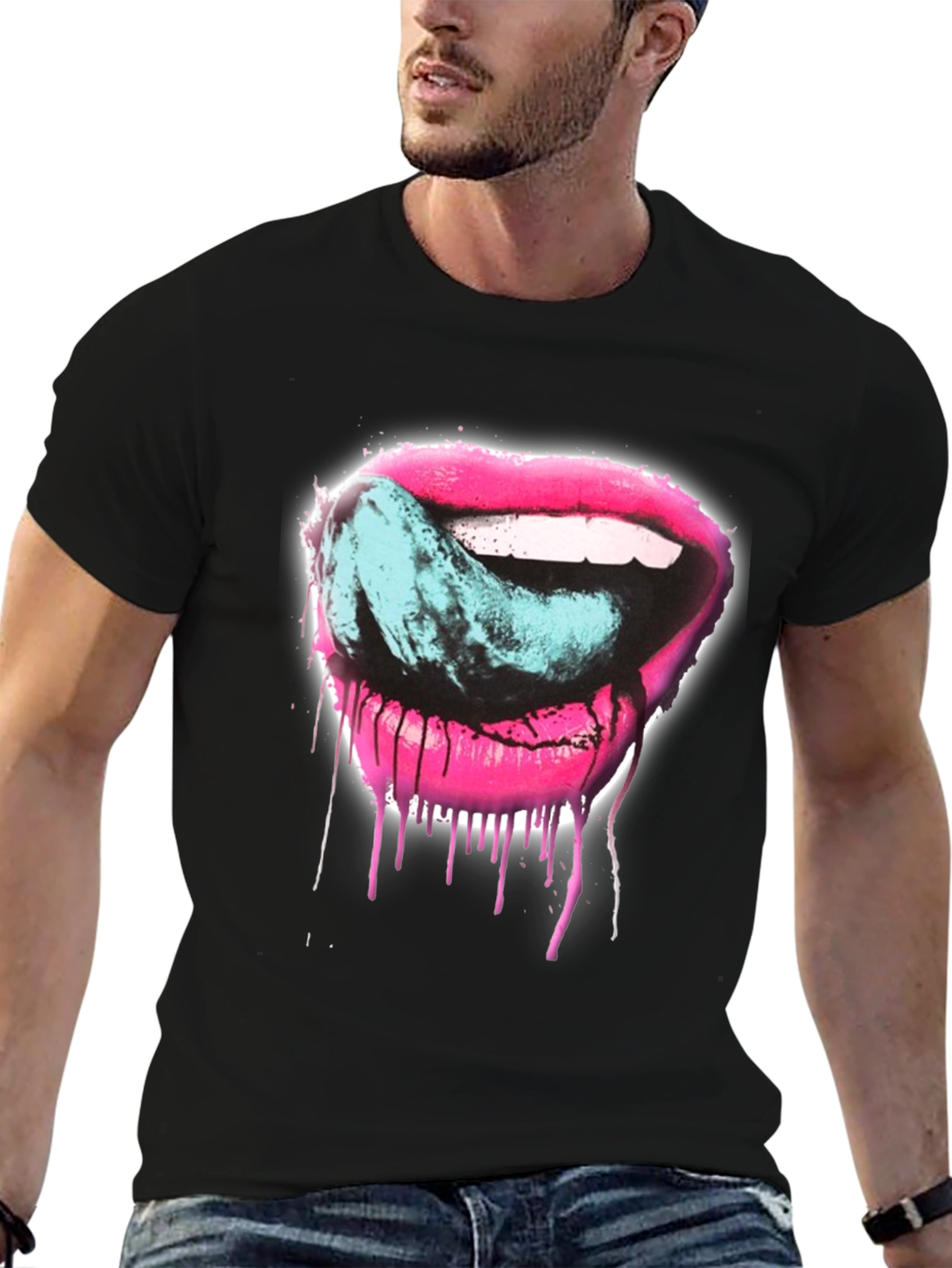 Licking Lips Graphic Tee - Black