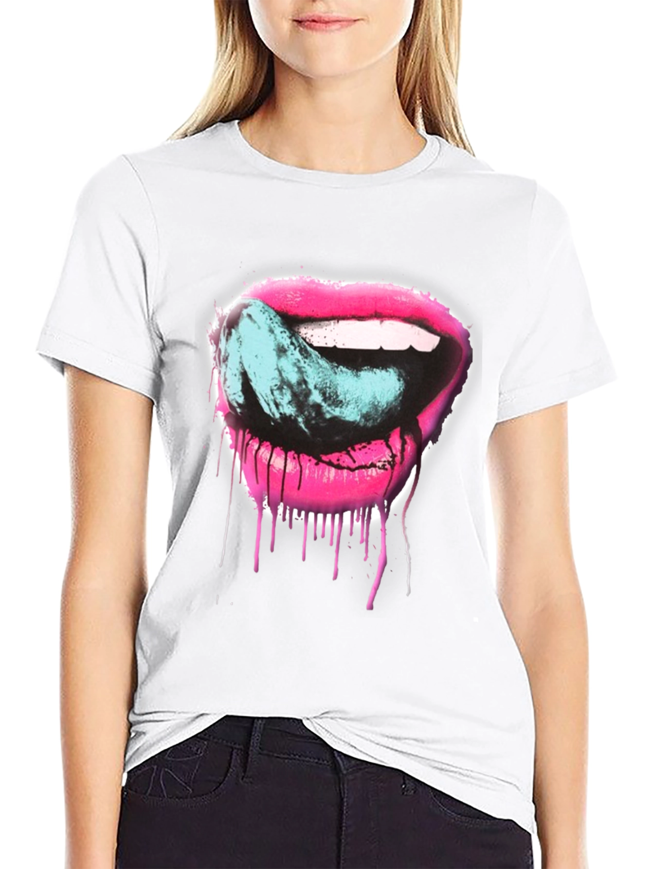Licking Lips Graphic Tee - Black
