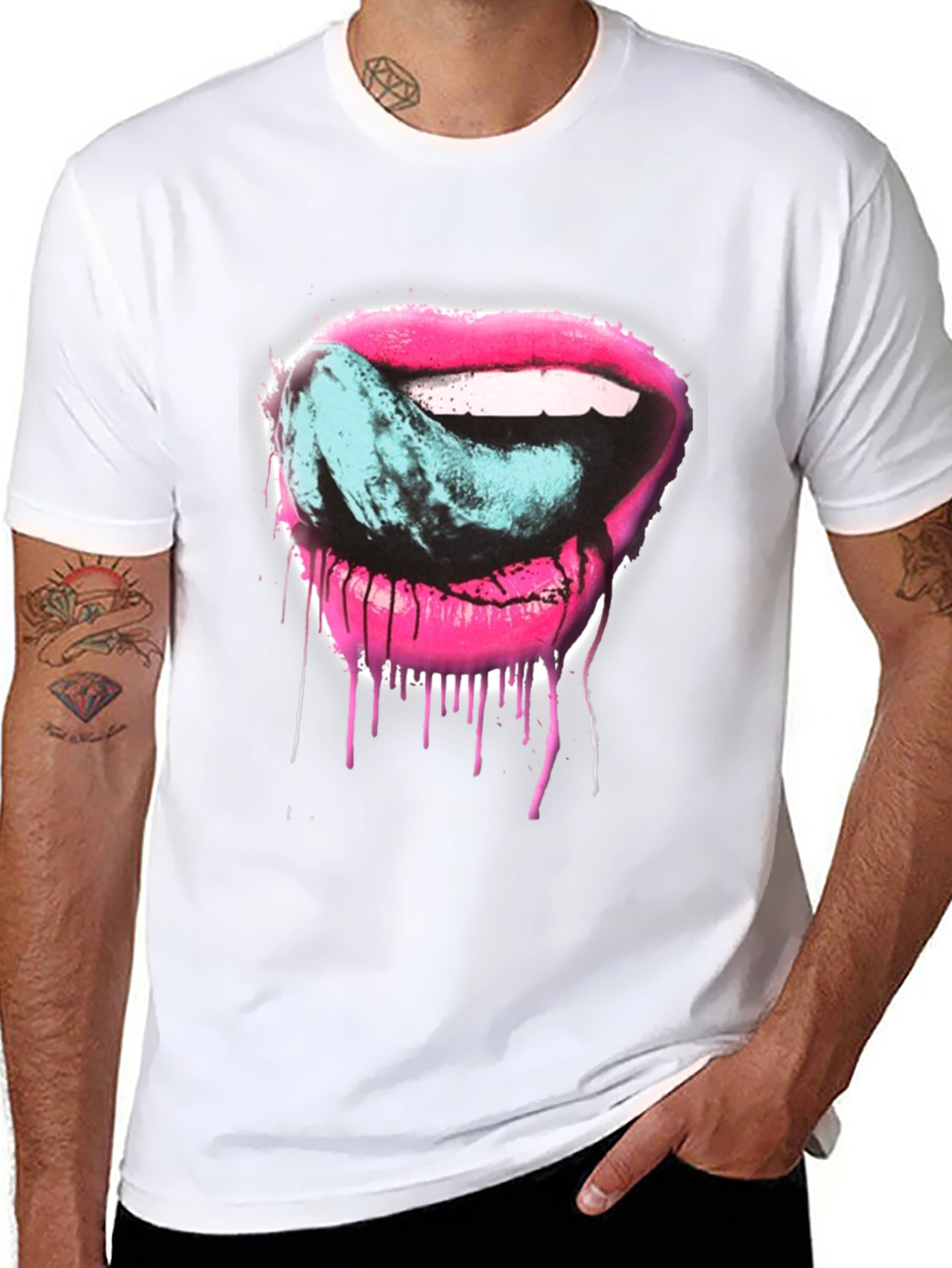 Licking Lips Graphic Tee - Black