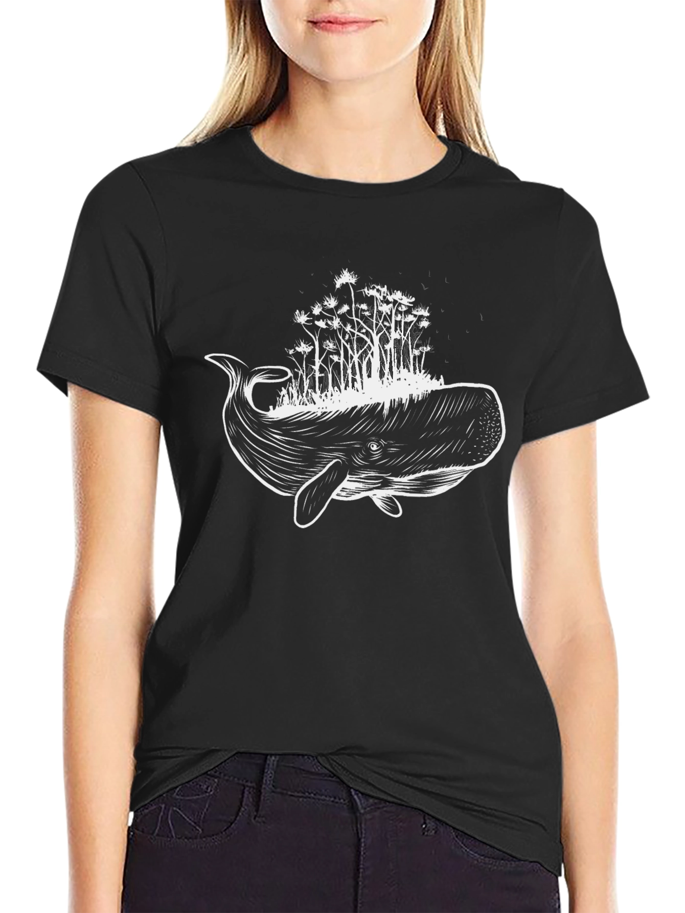 Whale & Forest Graphic Tee - Unique Design