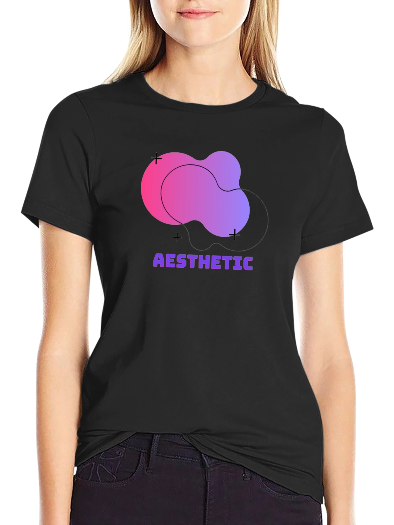 Aesthetic Graphic Print Black T-Shirt