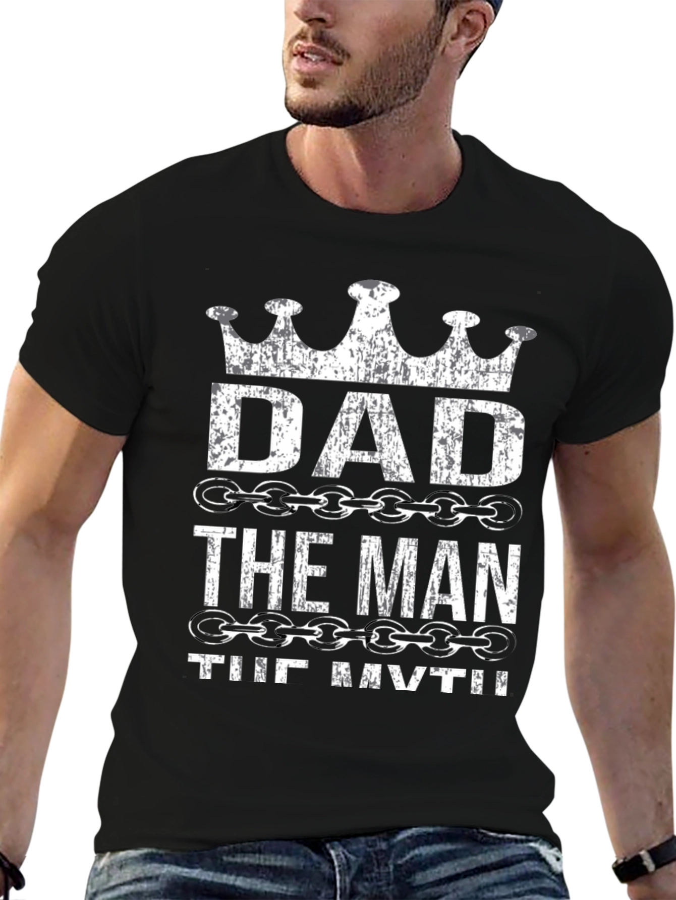 Dad the Man the Myth Black Graphic Tee