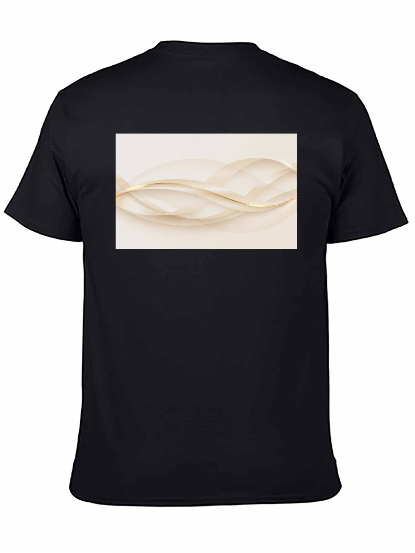 Elegant Abstract Wave Graphic Black T-Shirt