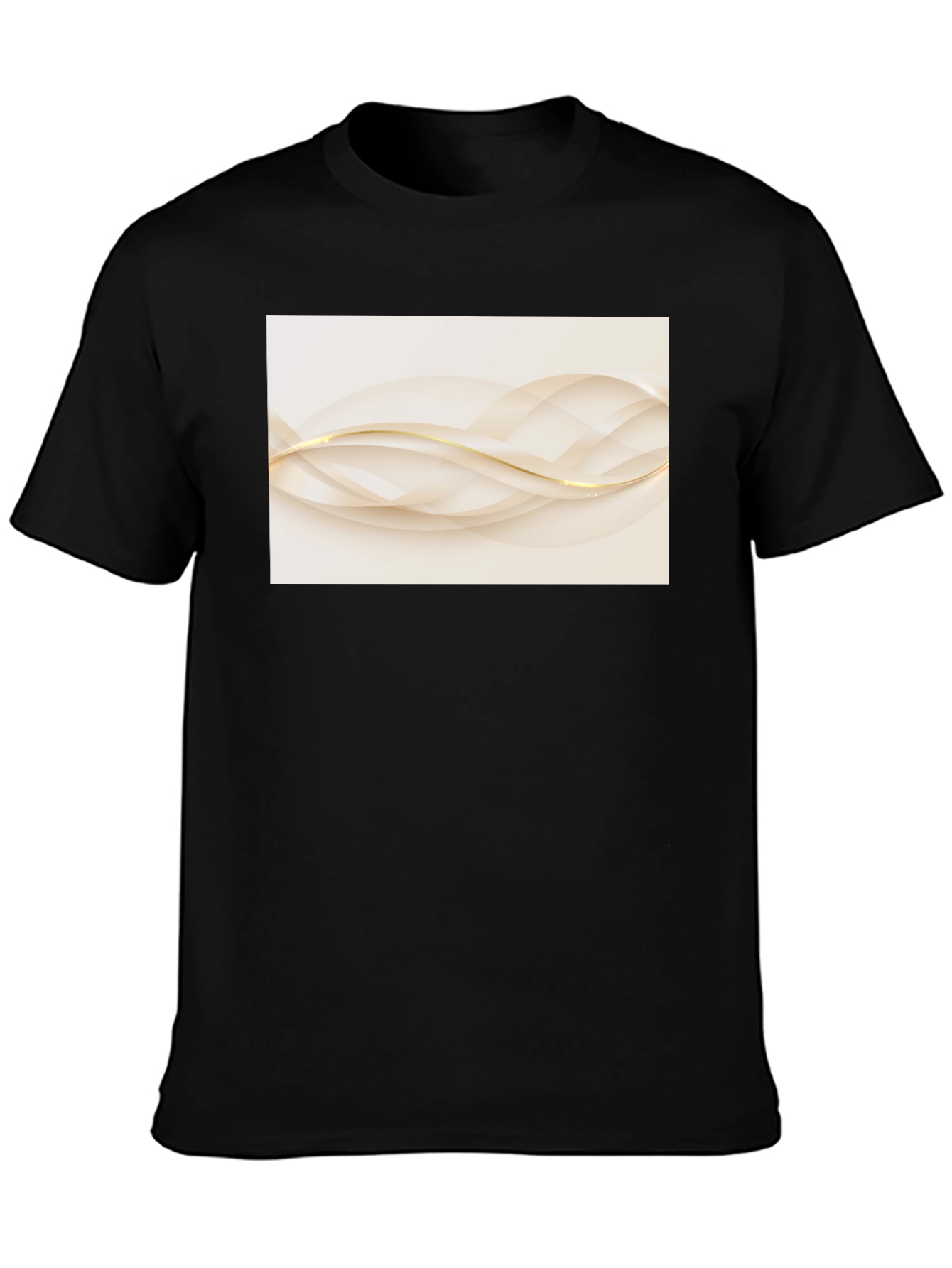 Elegant Abstract Wave Graphic Black T-Shirt
