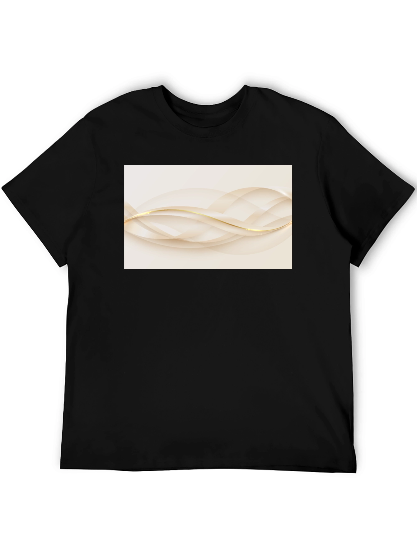 Elegant Abstract Wave Graphic Black T-Shirt