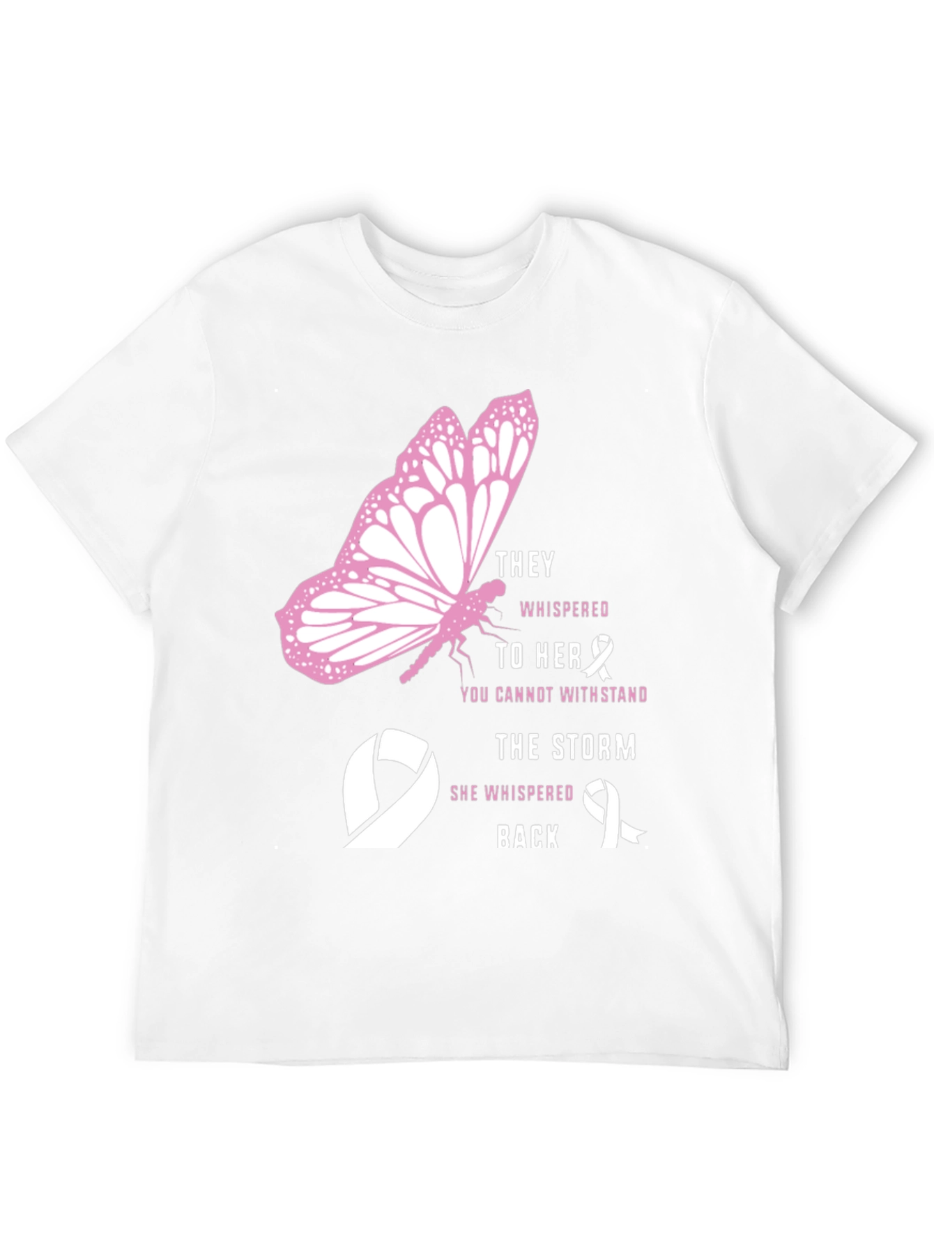 Breast Cancer Awareness Butterfly Graphic T-Shirt