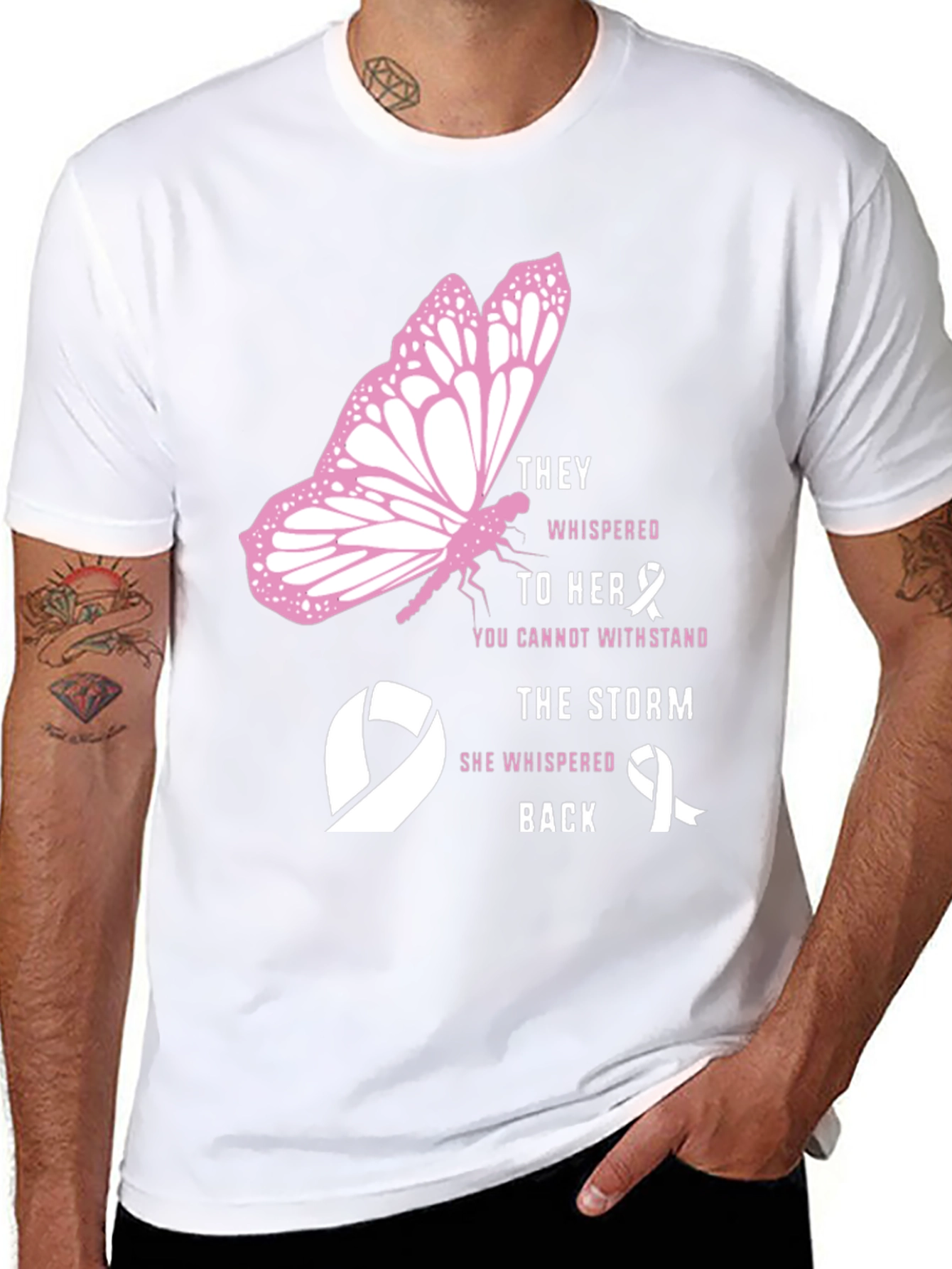 Breast Cancer Awareness Butterfly Graphic T-Shirt