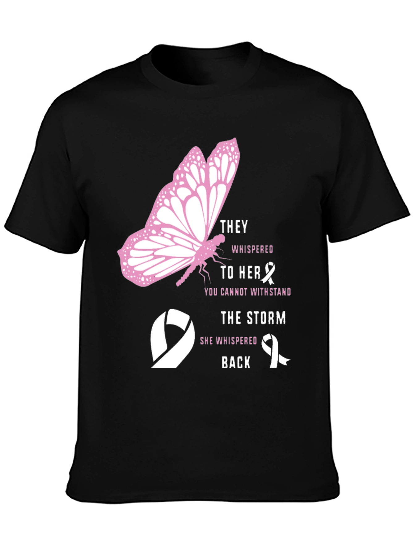 Breast Cancer Awareness Butterfly Graphic T-Shirt