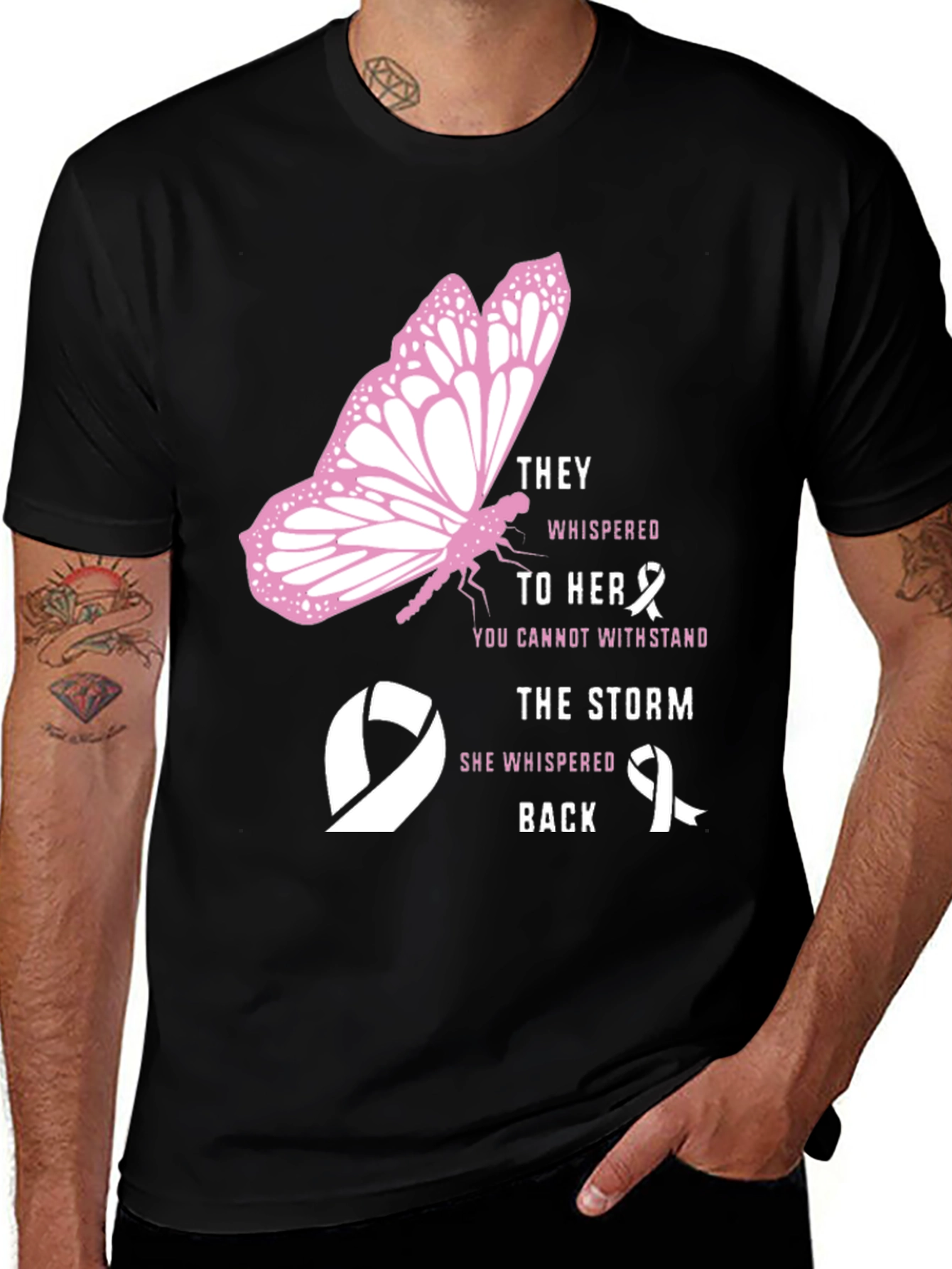 Breast Cancer Awareness Butterfly Graphic T-Shirt
