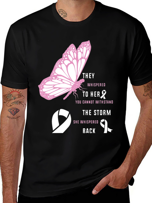 Breast Cancer Awareness Butterfly Graphic T-Shirt