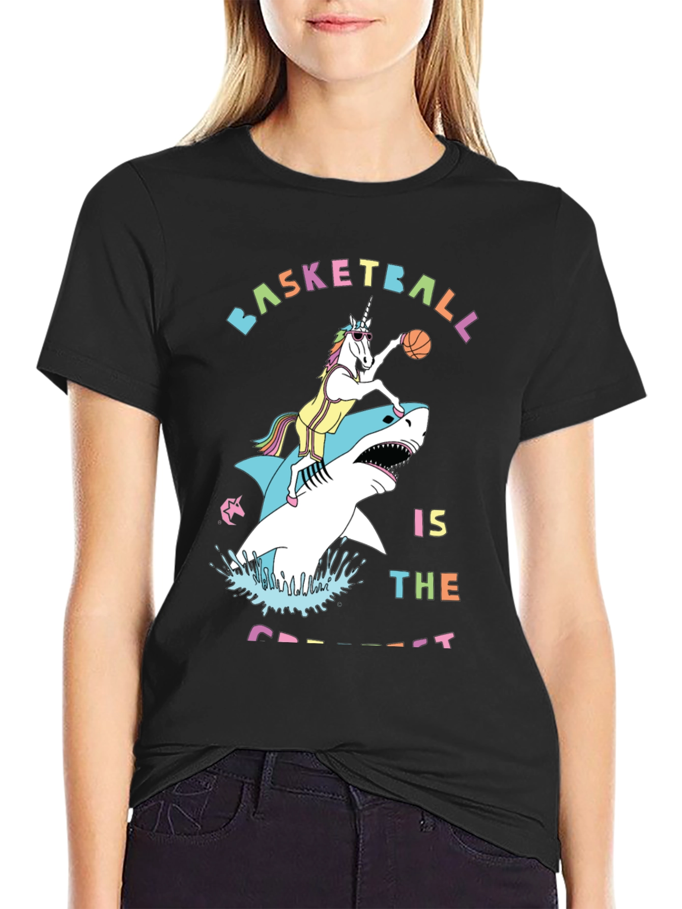 Basketball Shark Unicorn Graphic Tee