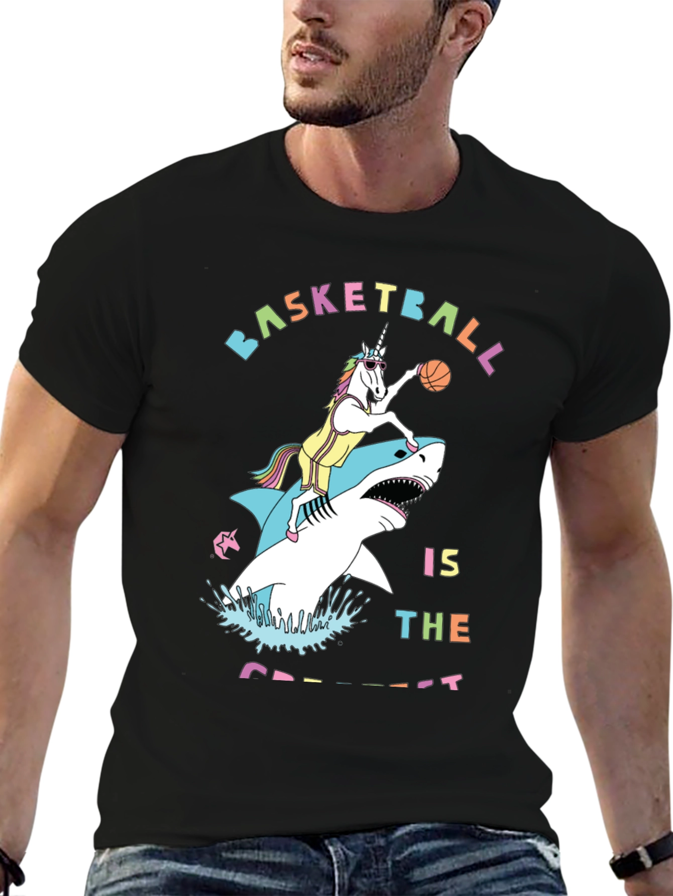 Basketball Shark Unicorn Graphic Tee