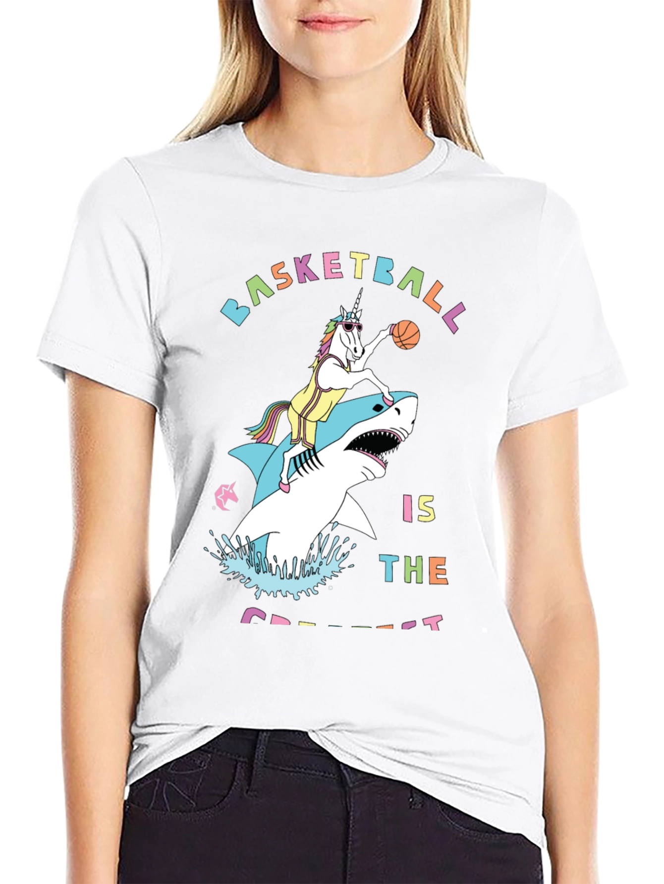 Basketball Shark Unicorn Graphic Tee