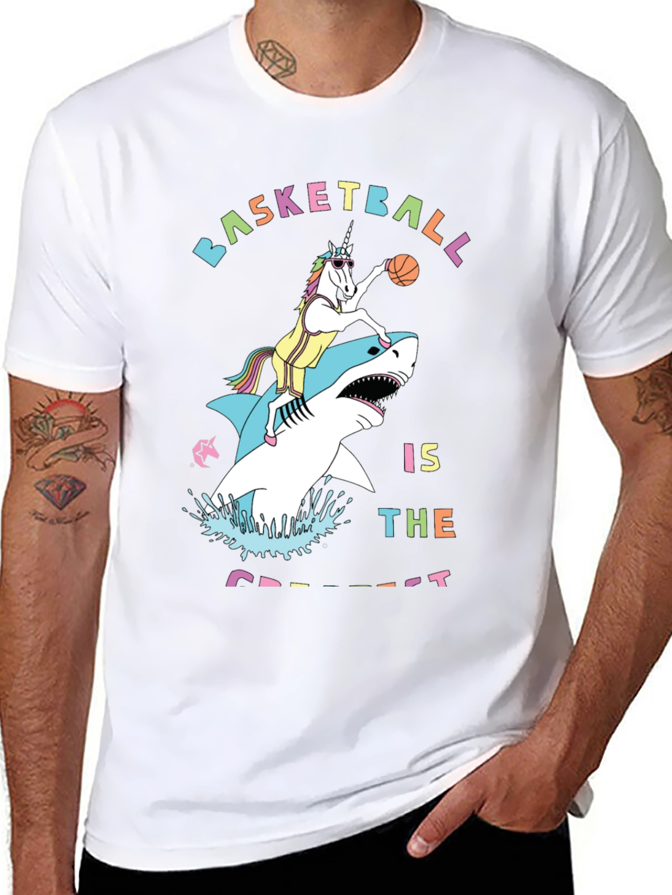 Basketball Shark Unicorn Graphic Tee