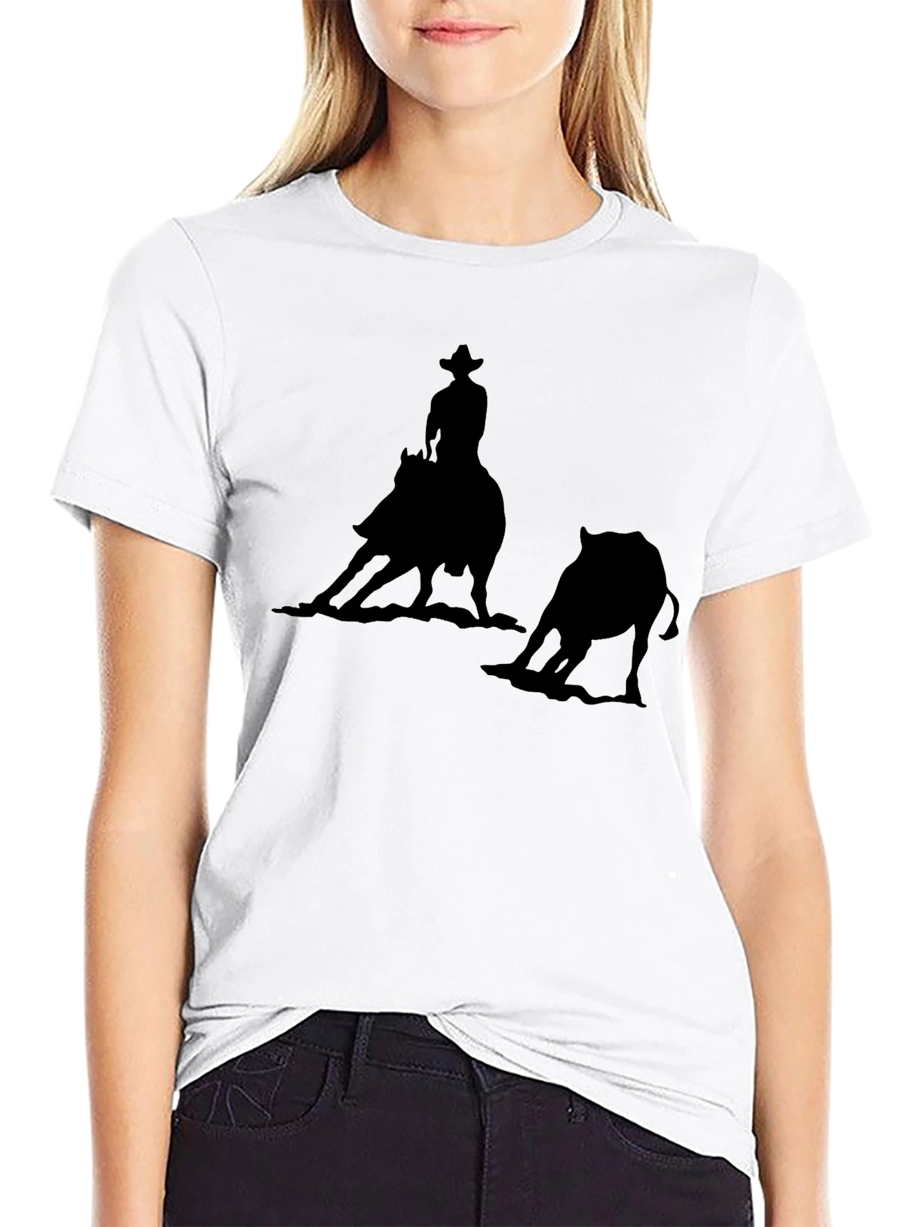 Cowboy Riding Bull Silhouette T-Shirt
