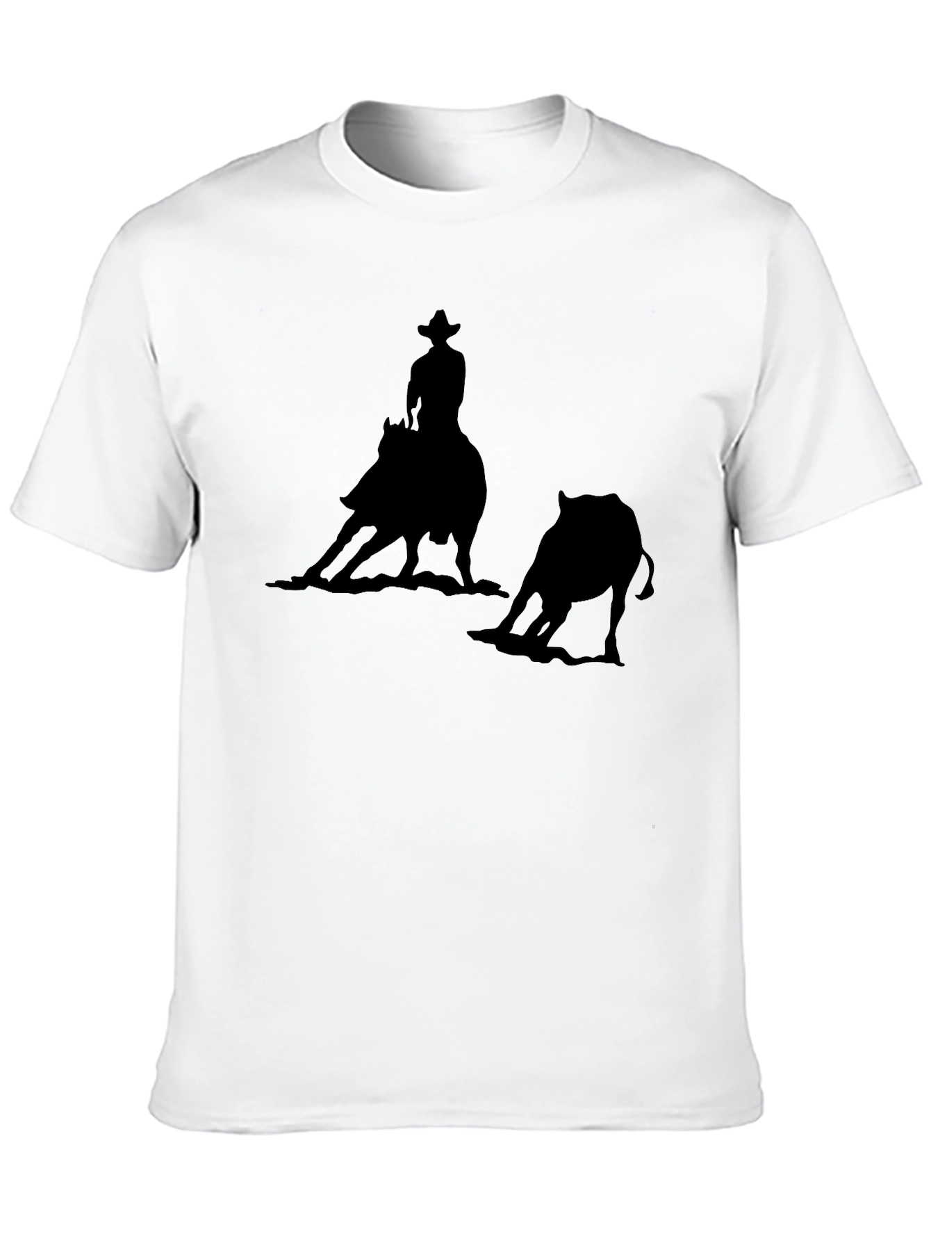 Cowboy Riding Bull Silhouette T-Shirt