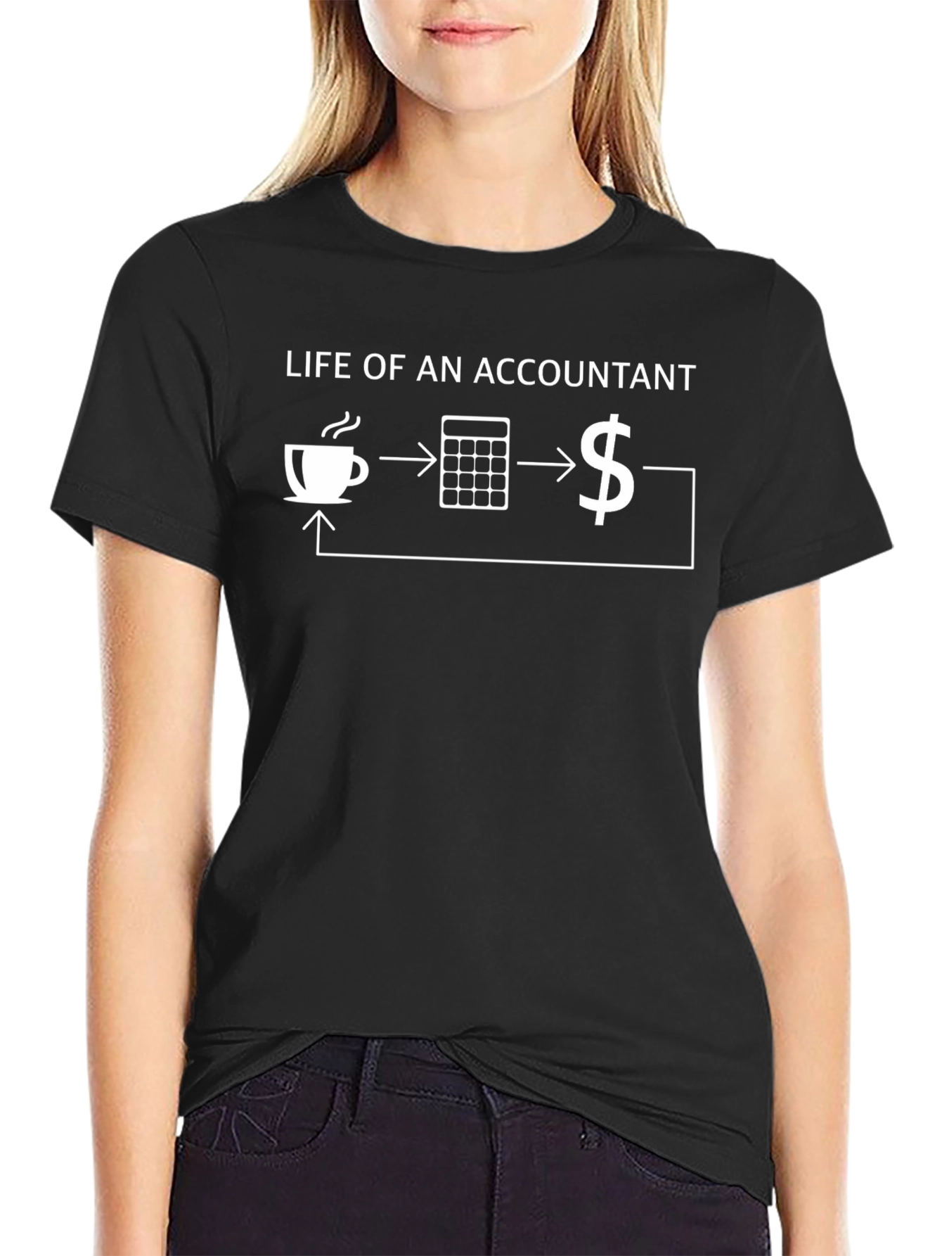 Accountant Life Cycle Black T-Shirt
