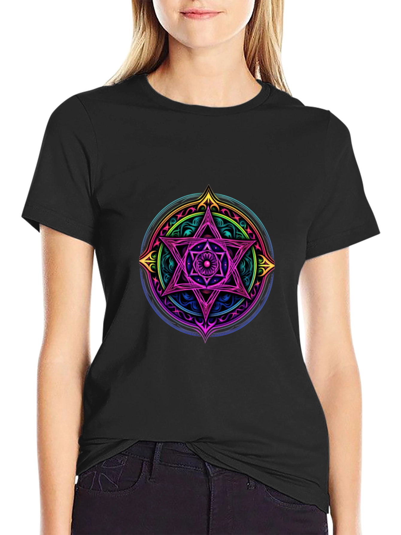 Mystic Star Mandala Black T-Shirt
