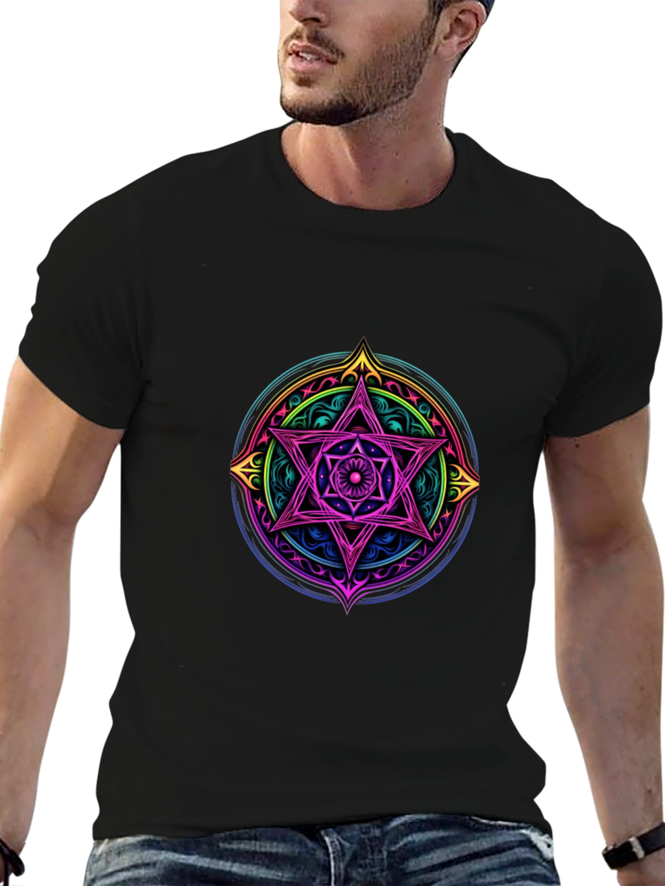 Mystic Star Mandala Black T-Shirt