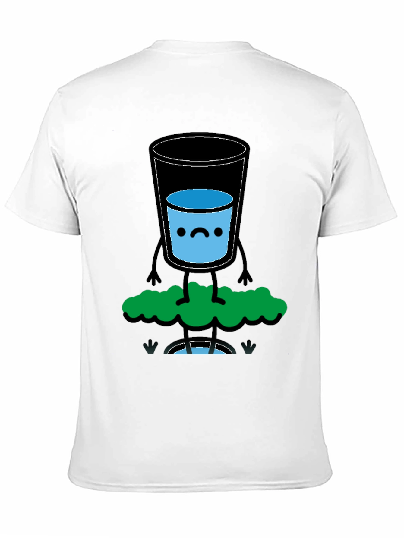 Funny Water Glass Graphic Tee - Black Cotton T-Shirt