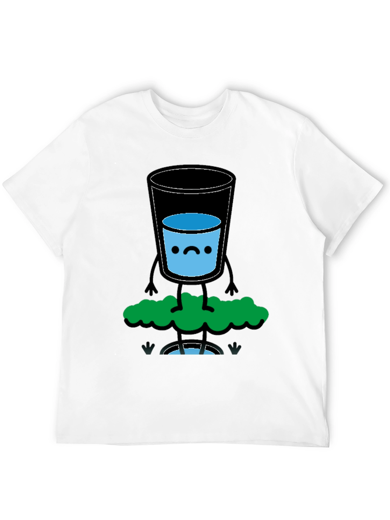 Funny Water Glass Graphic Tee - Black Cotton T-Shirt