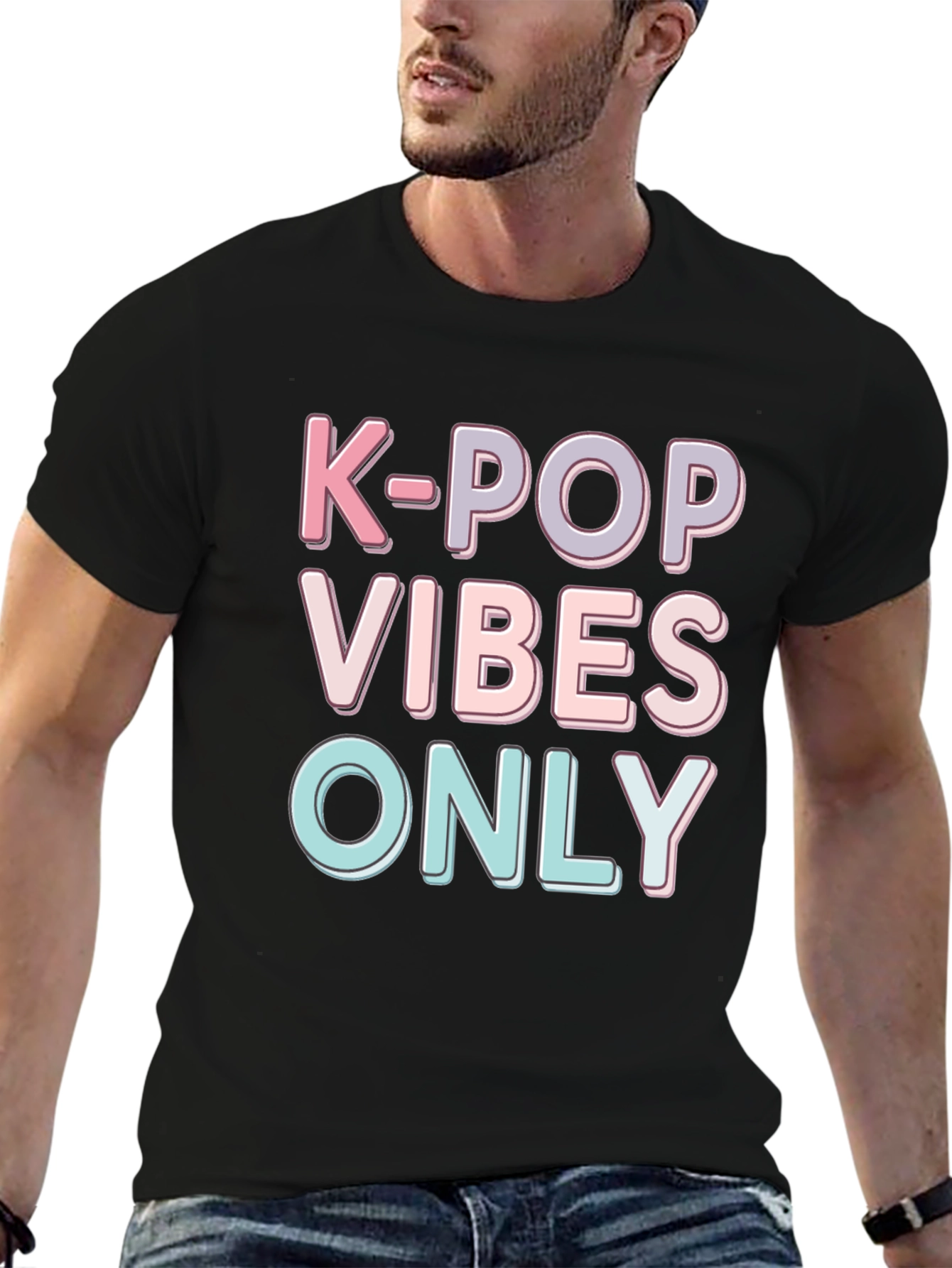 K-Pop Vibes Only Black Graphic Tee