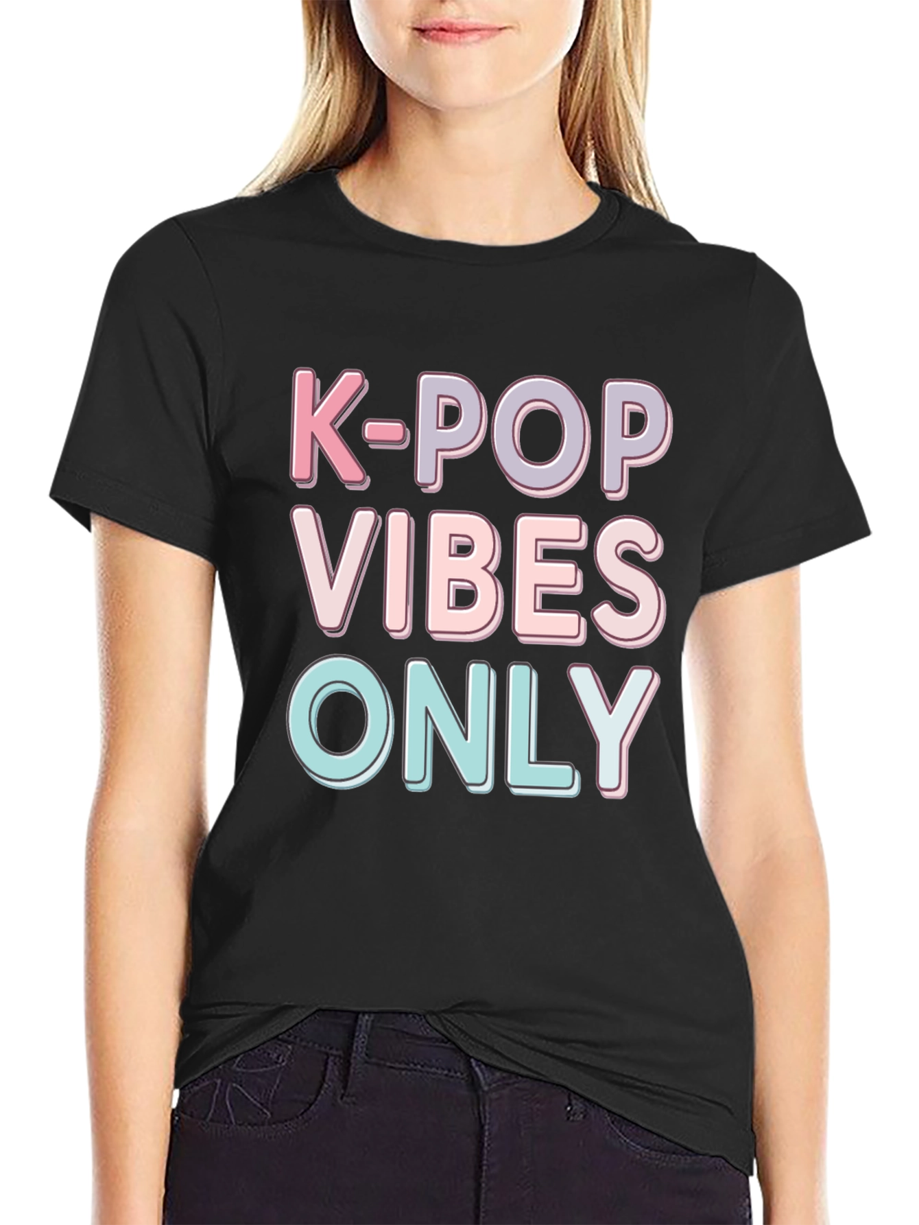 K-Pop Vibes Only Black Graphic Tee