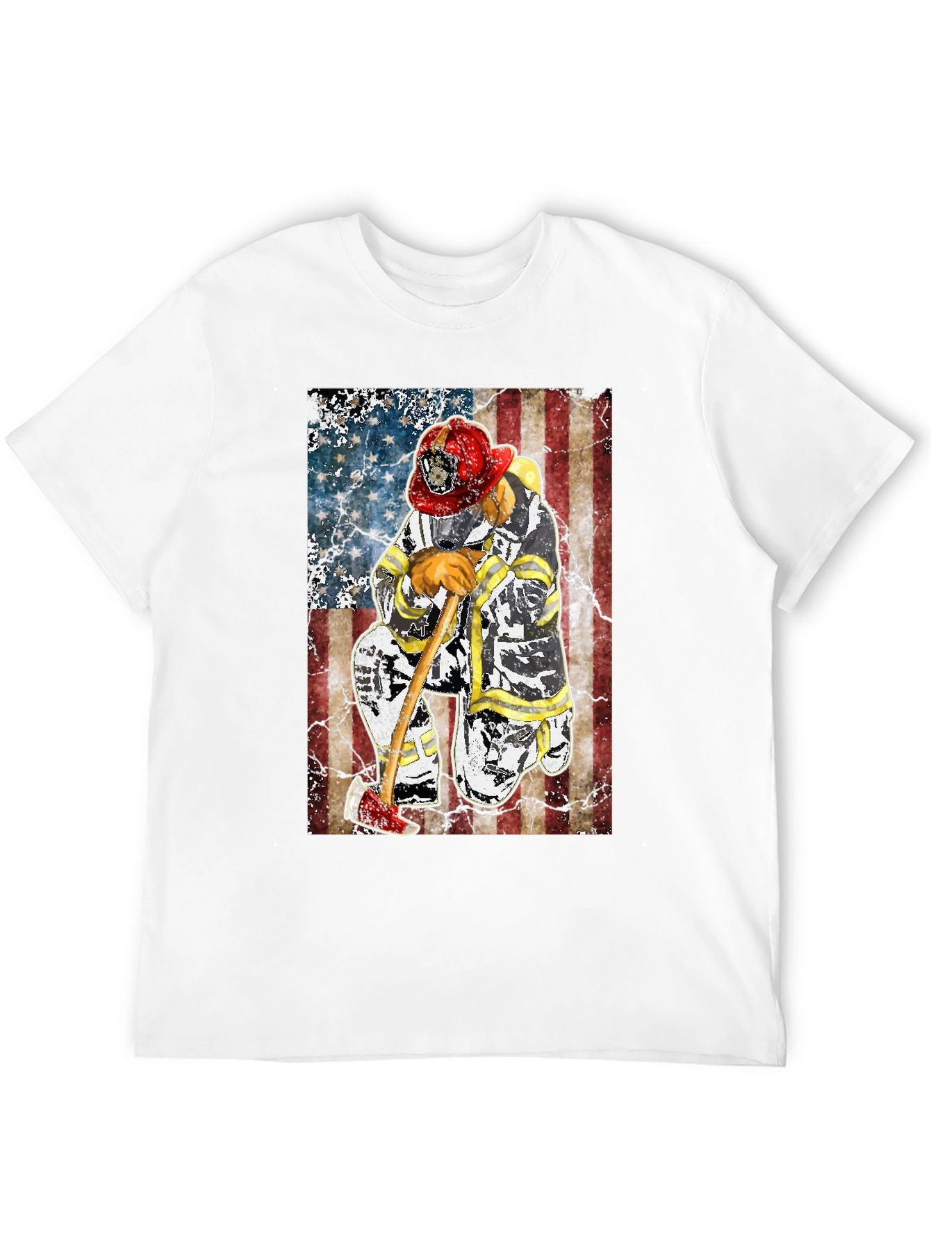 Firefighter Flag Graphic T-Shirt