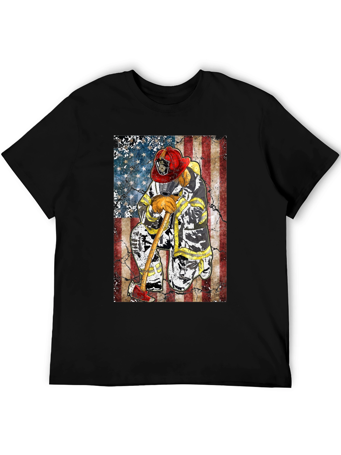 Firefighter Flag Graphic T-Shirt