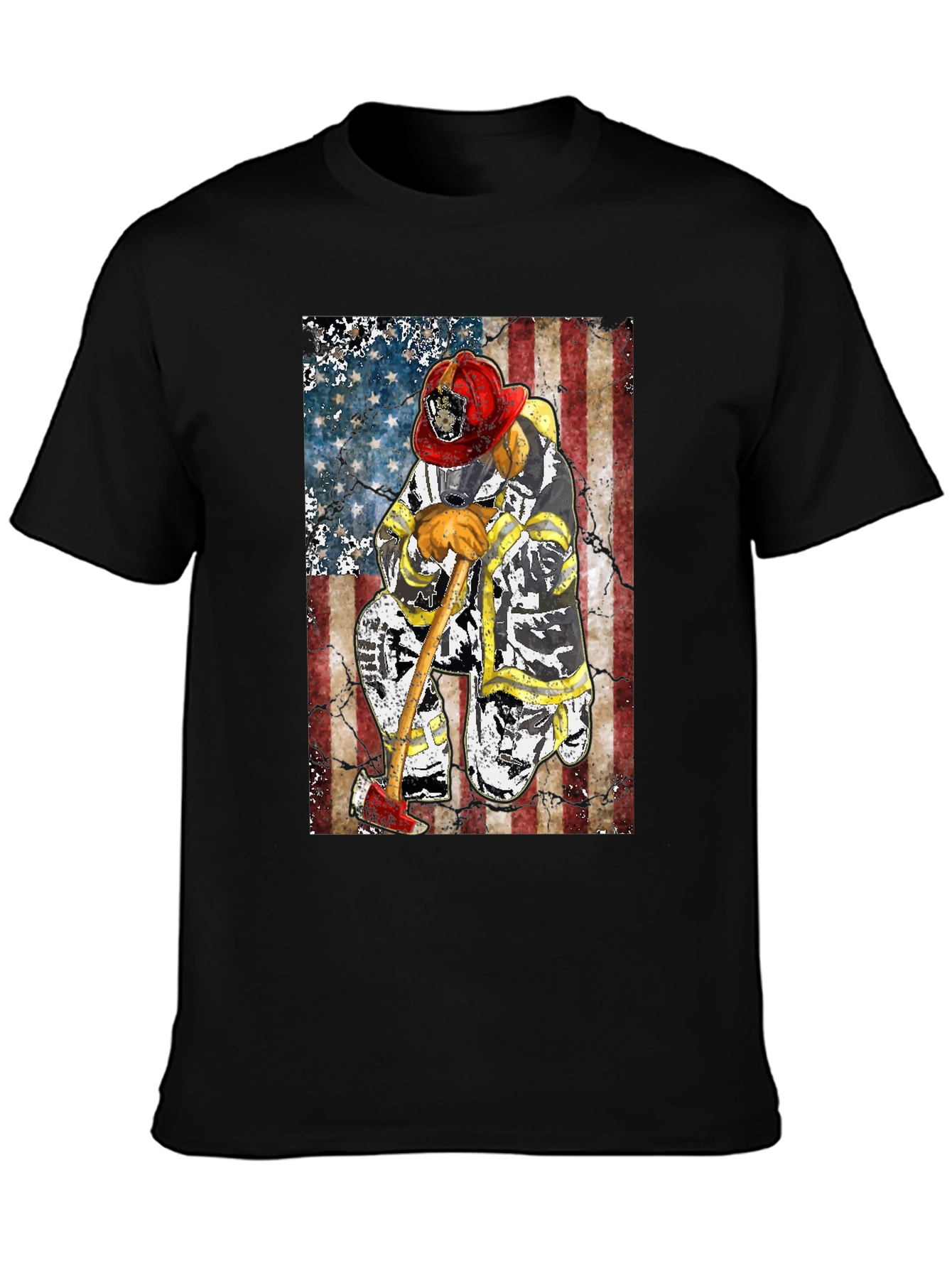 Firefighter Flag Graphic T-Shirt