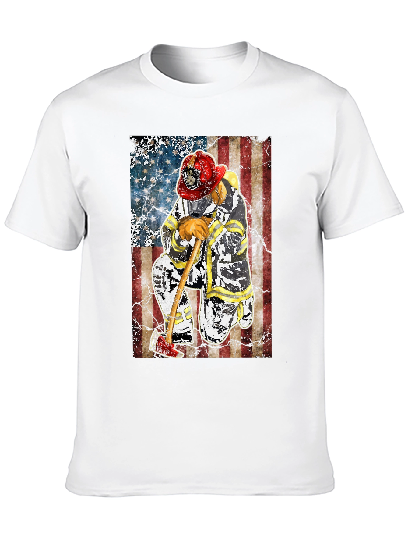 Firefighter Flag Graphic T-Shirt