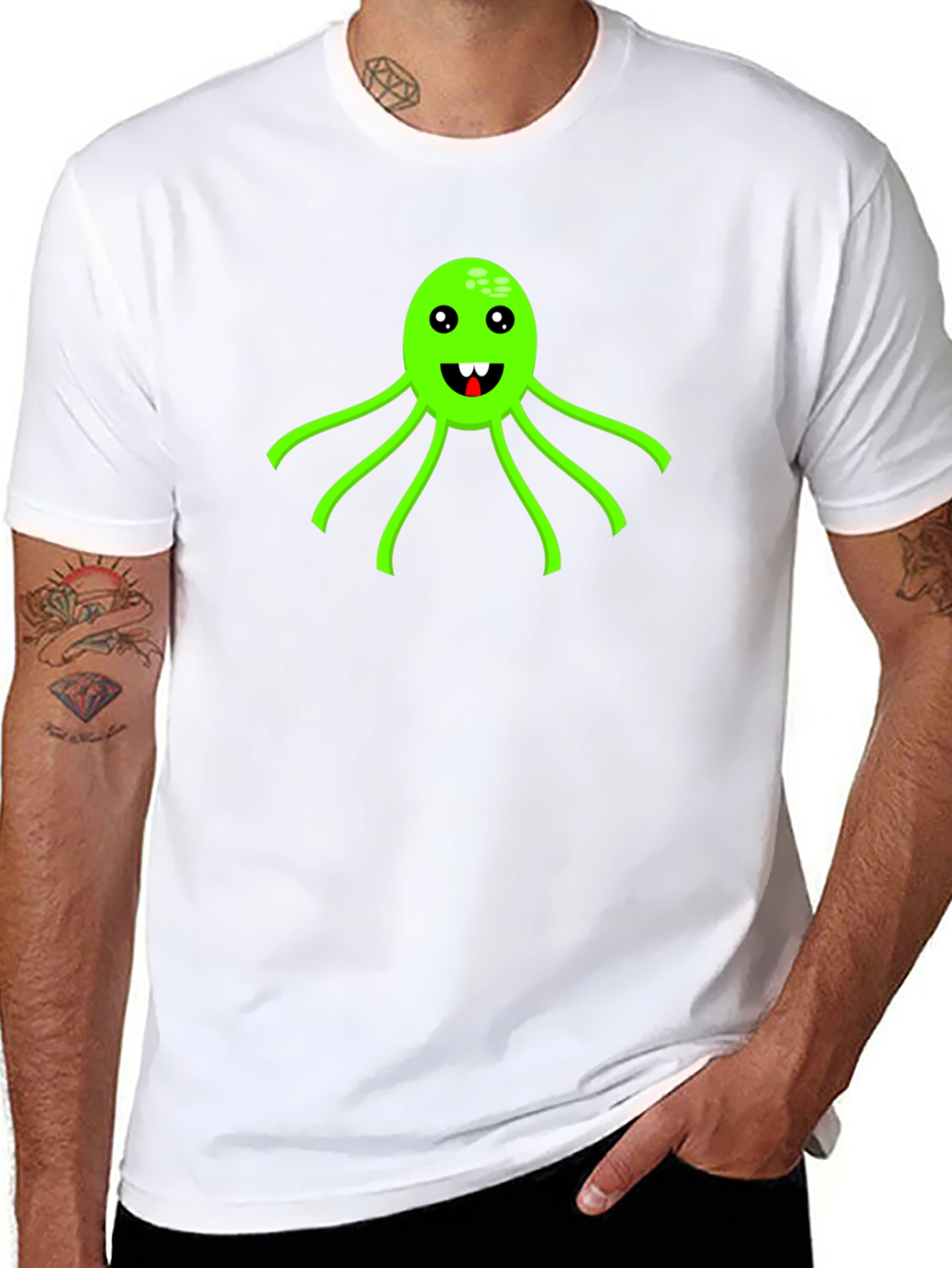 Funny Octopus Graphic Black T-Shirt