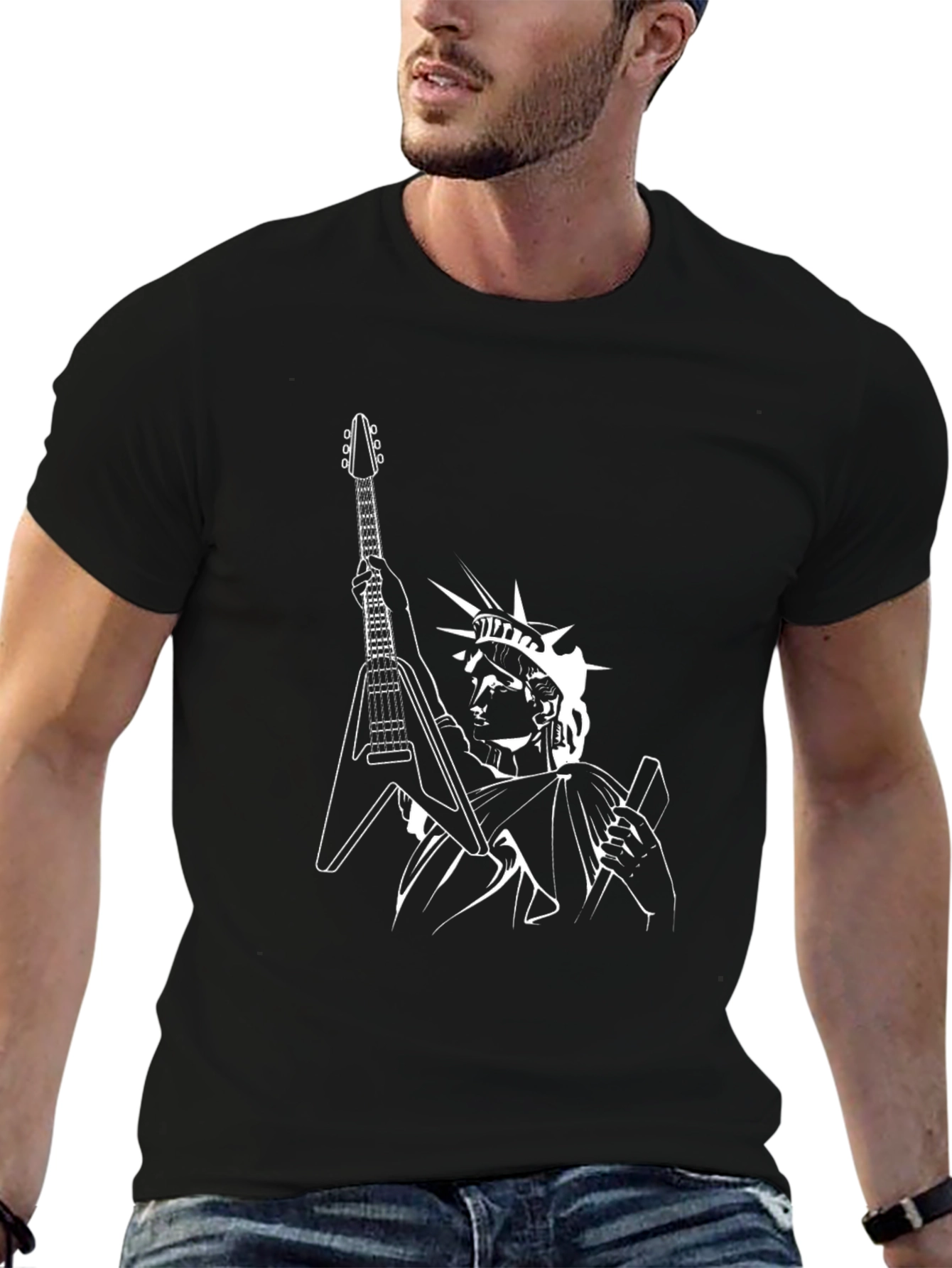 Statue of Liberty Guitar T-Shirt - Black