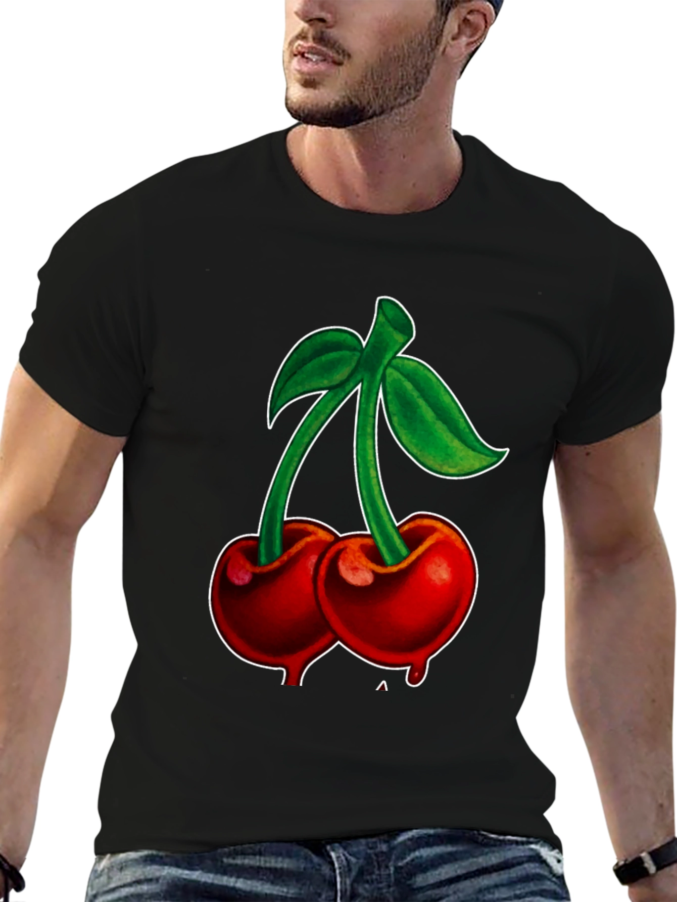 Cherry Graphic Black T-Shirt