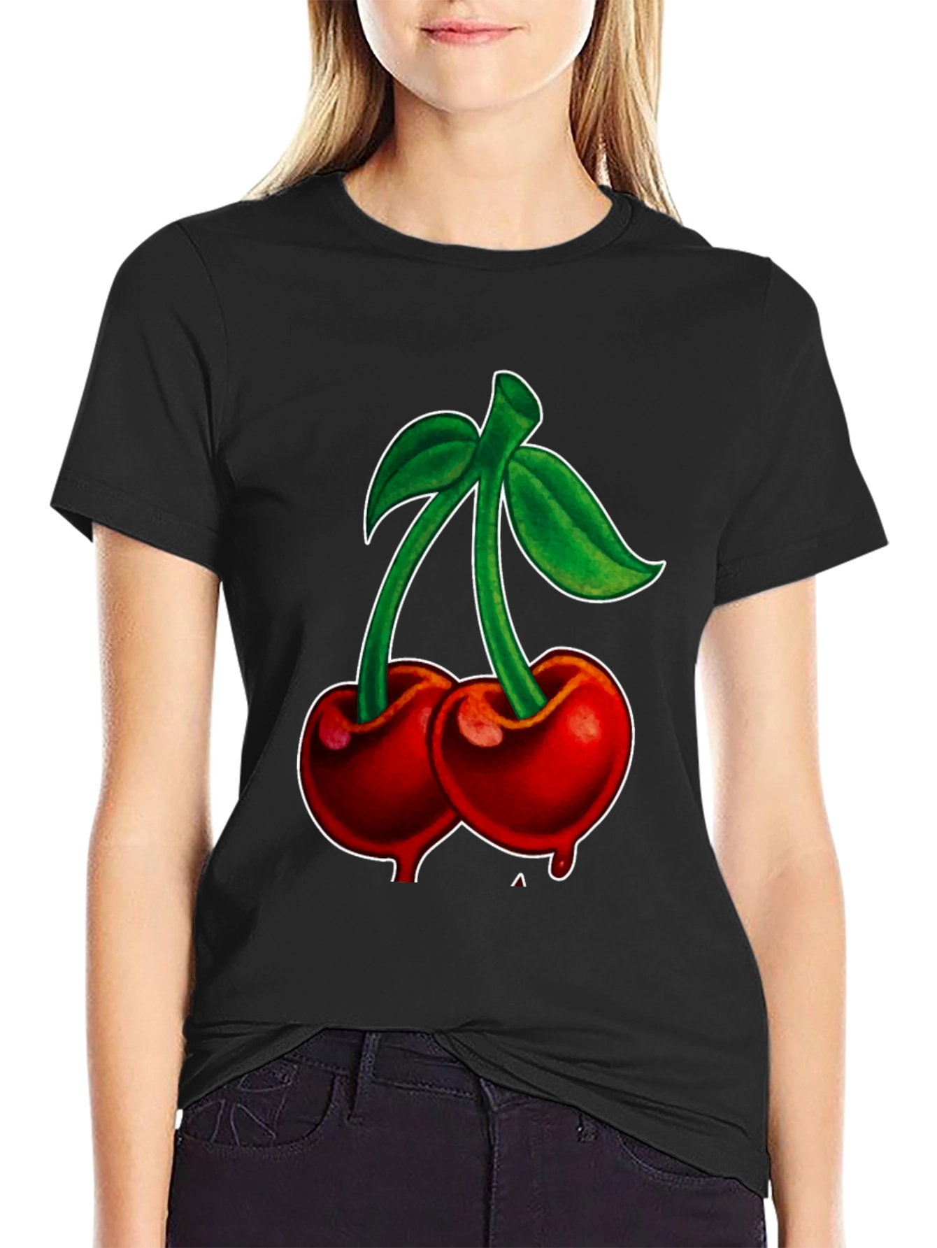 Cherry Graphic Black T-Shirt