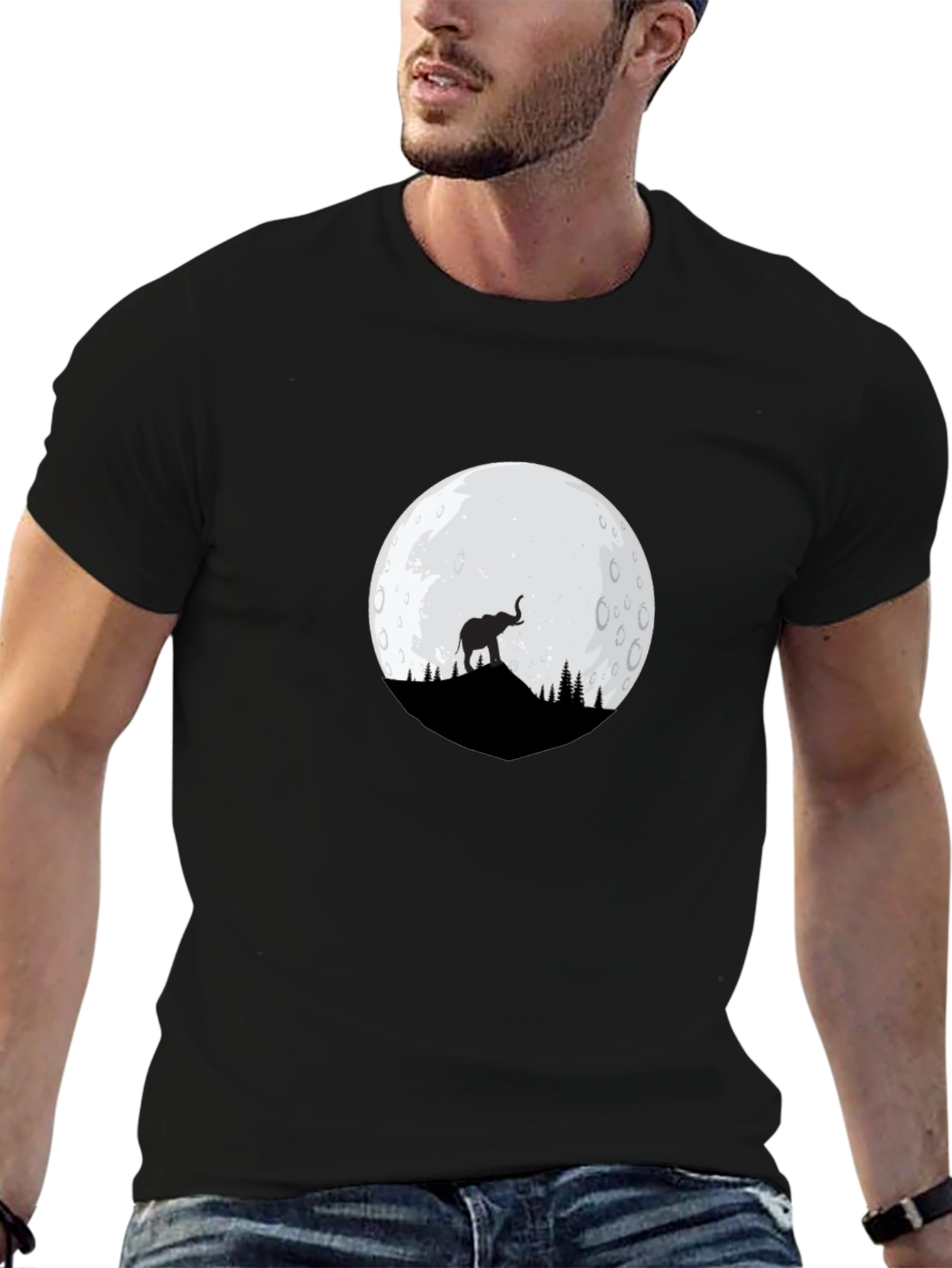 Elephant Moon Graphic T-Shirt - Black