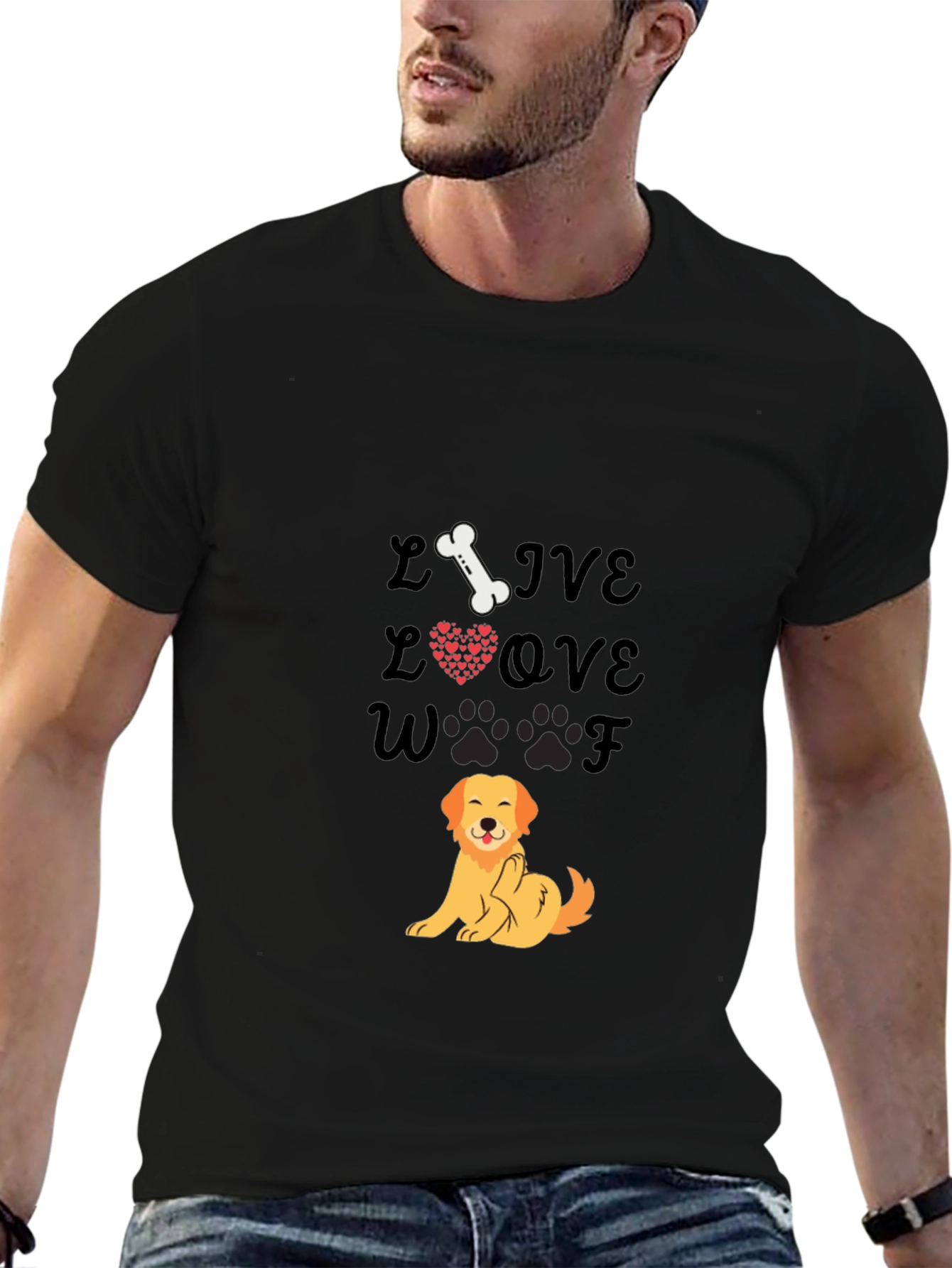 Love Woof Dog T-Shirt - Black