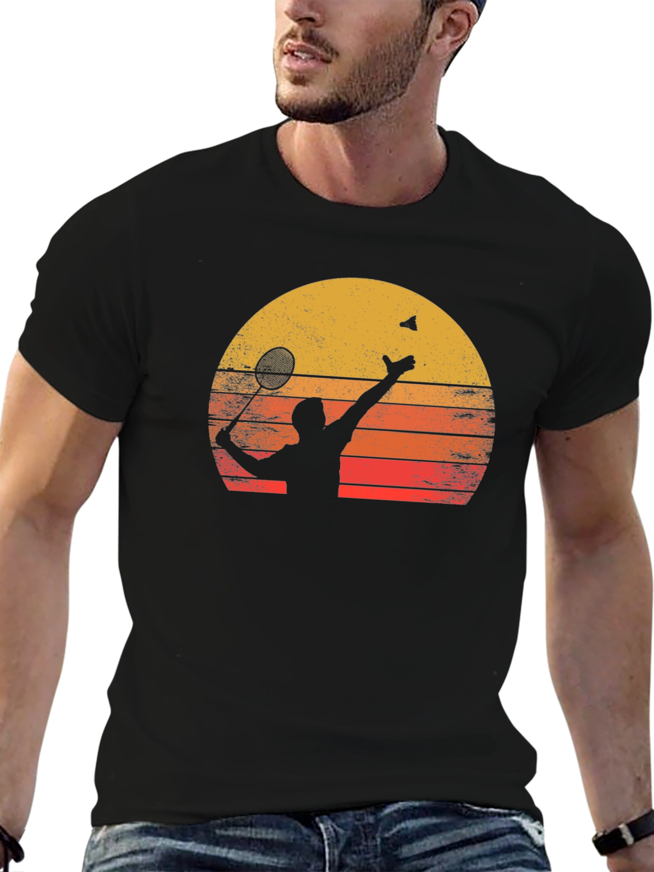 Badminton Sunset Graphic Tee - Black