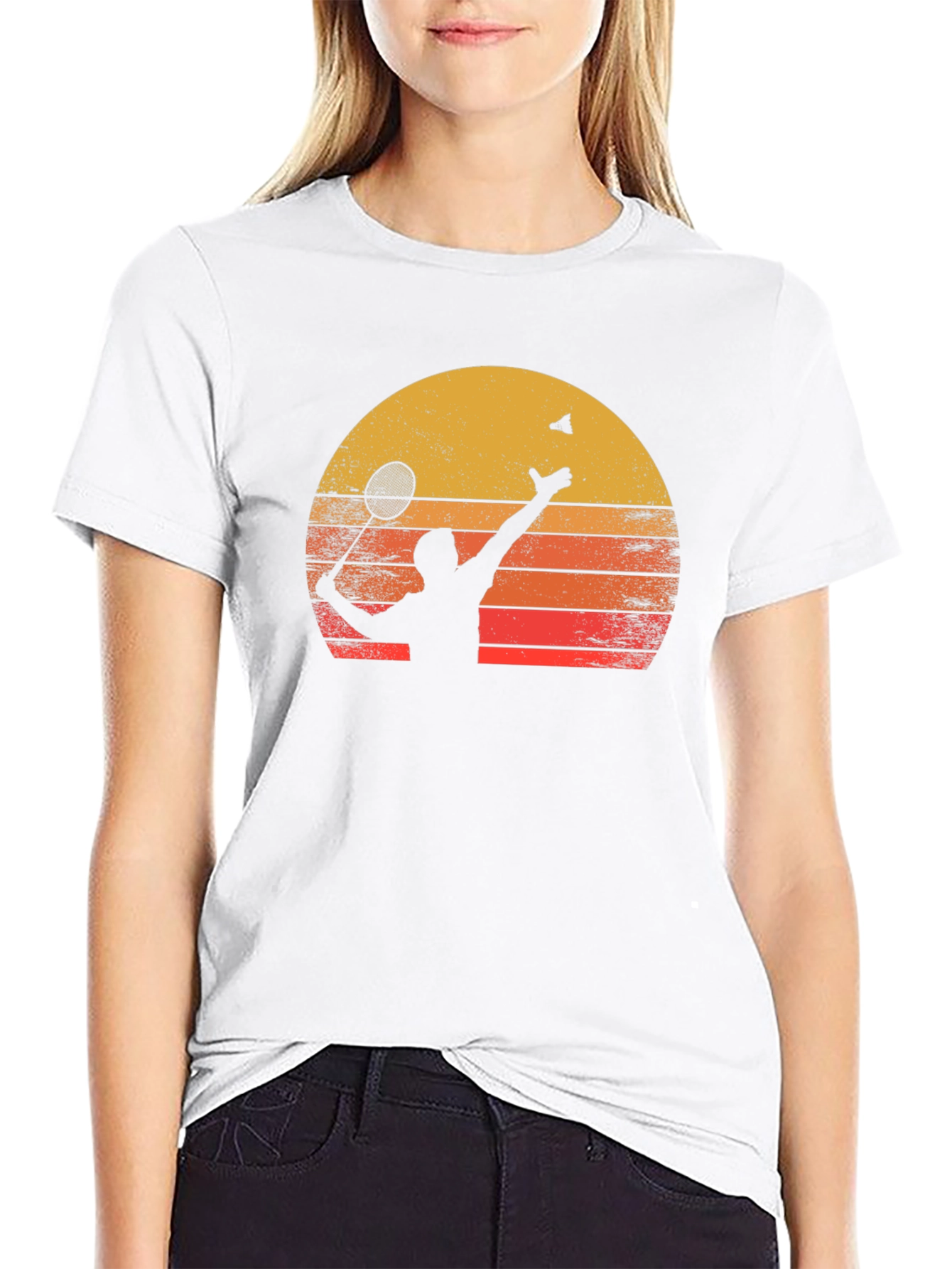 Badminton Sunset Graphic Tee - Black